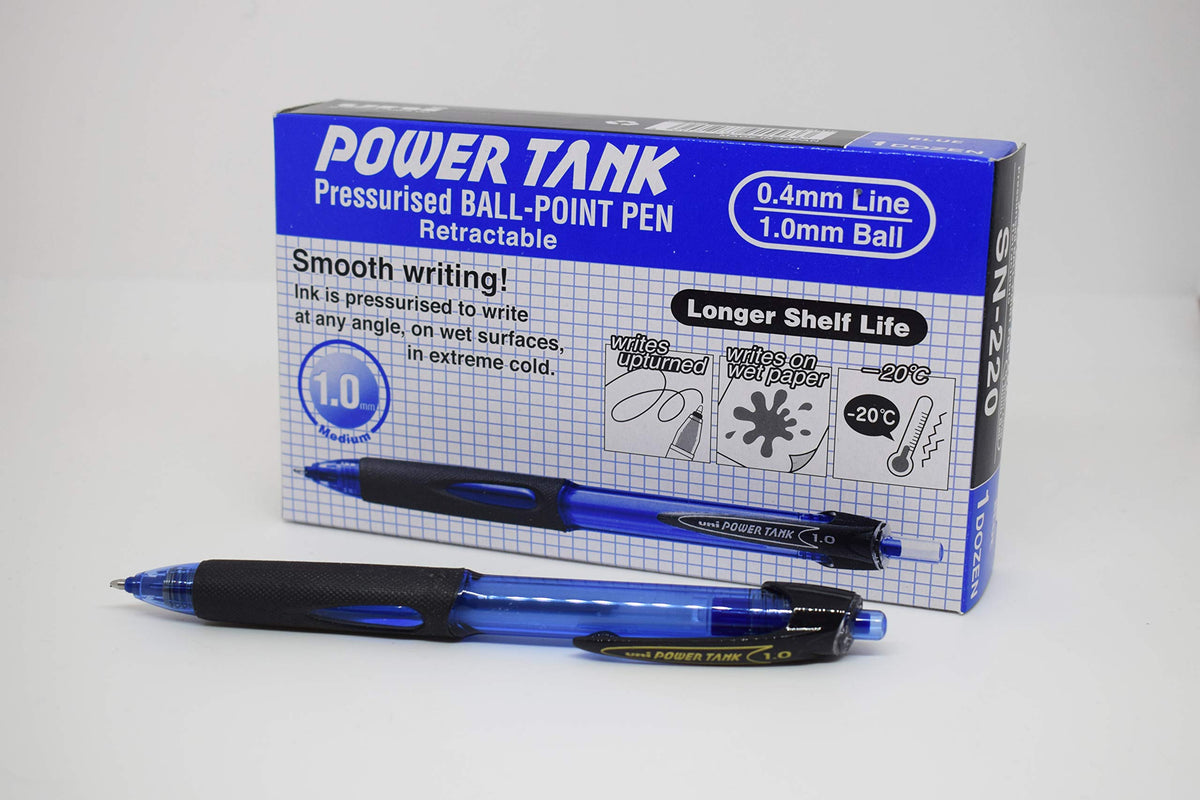 uni-ball Power Tank SN-220 Ballpoint Pens. Premium Broad 1mm Rollerball Tip. Water Resistant Uni