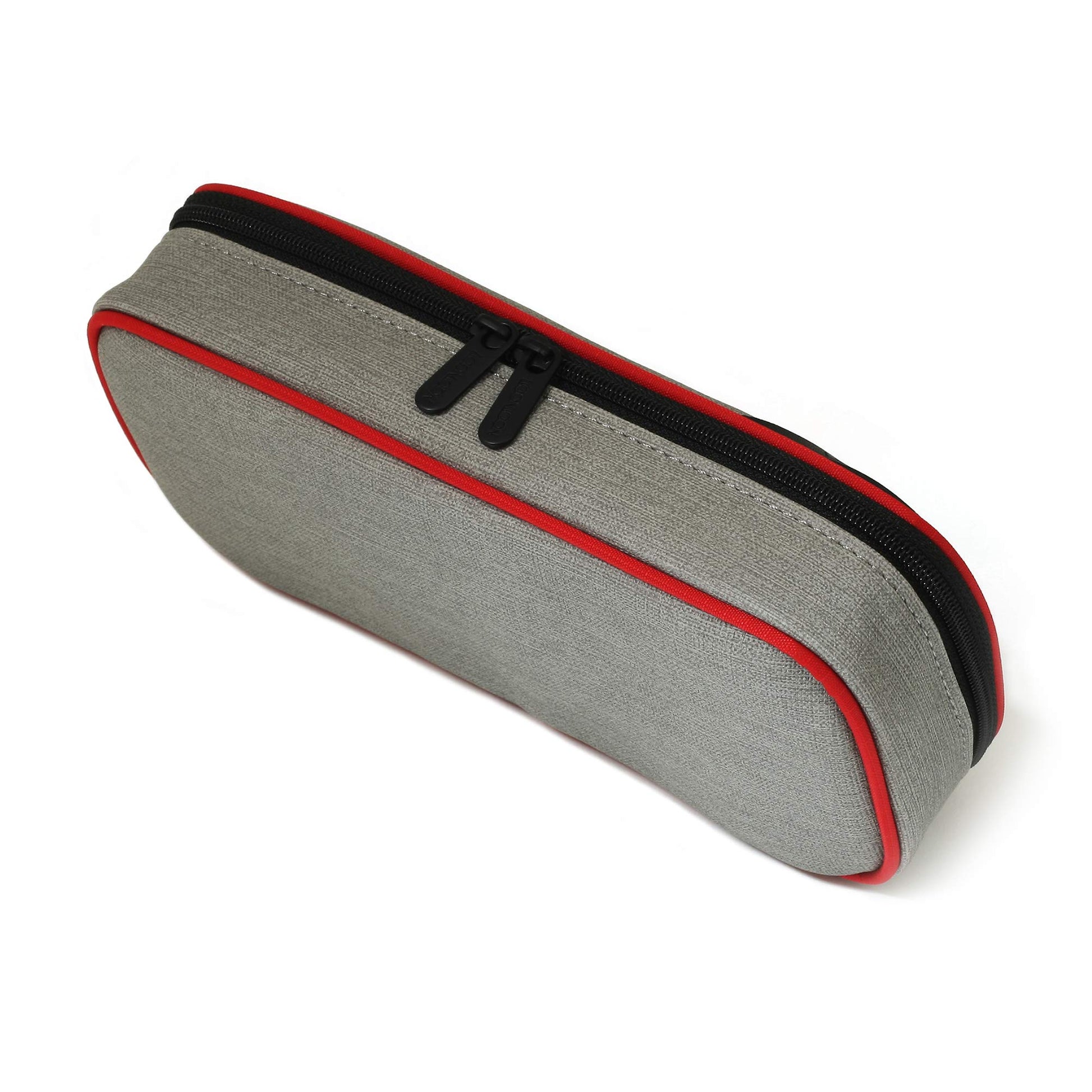 LOONLOON 660 Rainy PU Leather Pencil Case, Two-Tier Pen Pouch, Gray