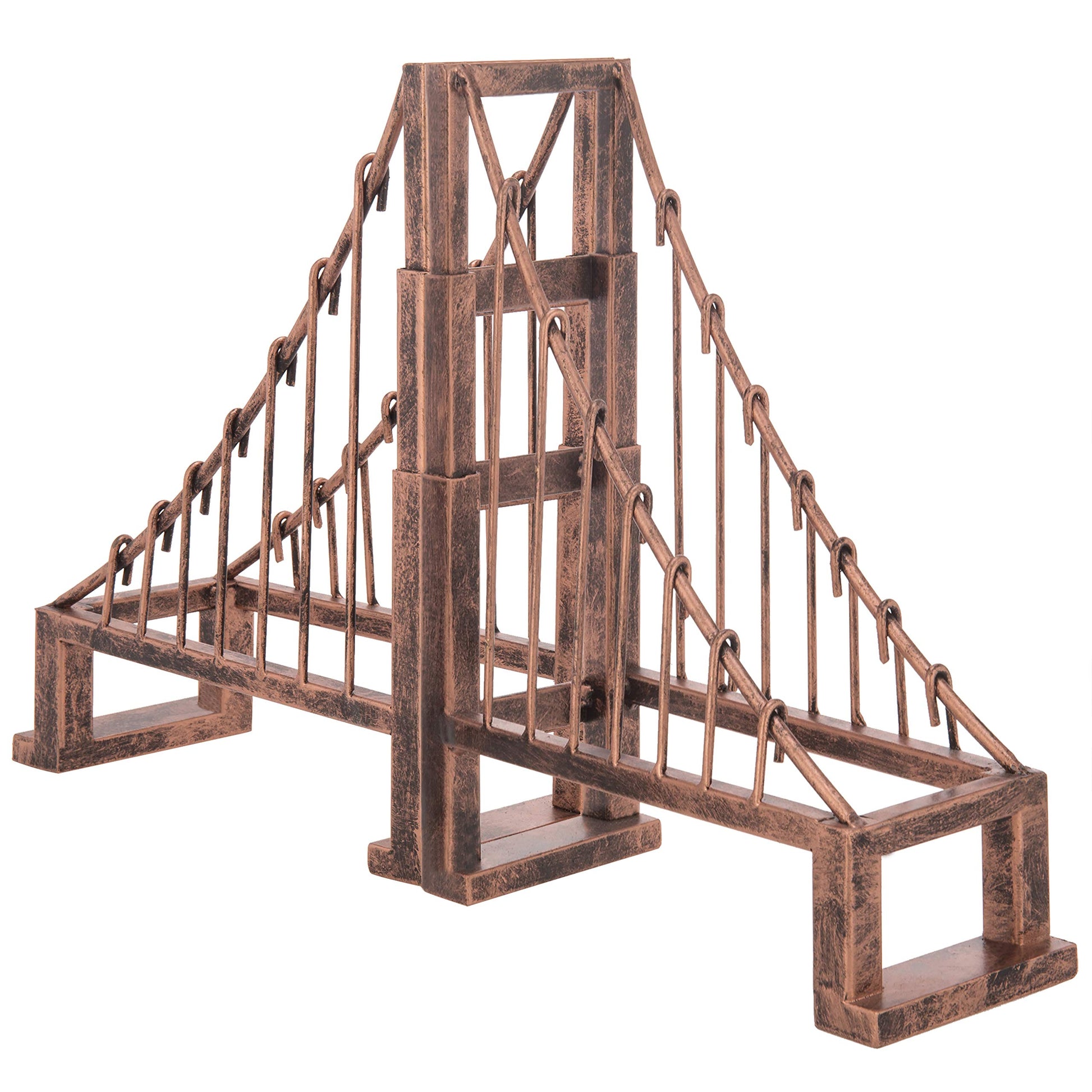 MyGift Decorative Bookends for Heavy Books, Vintage Bronze Metal Suspension Bridge Design Book End