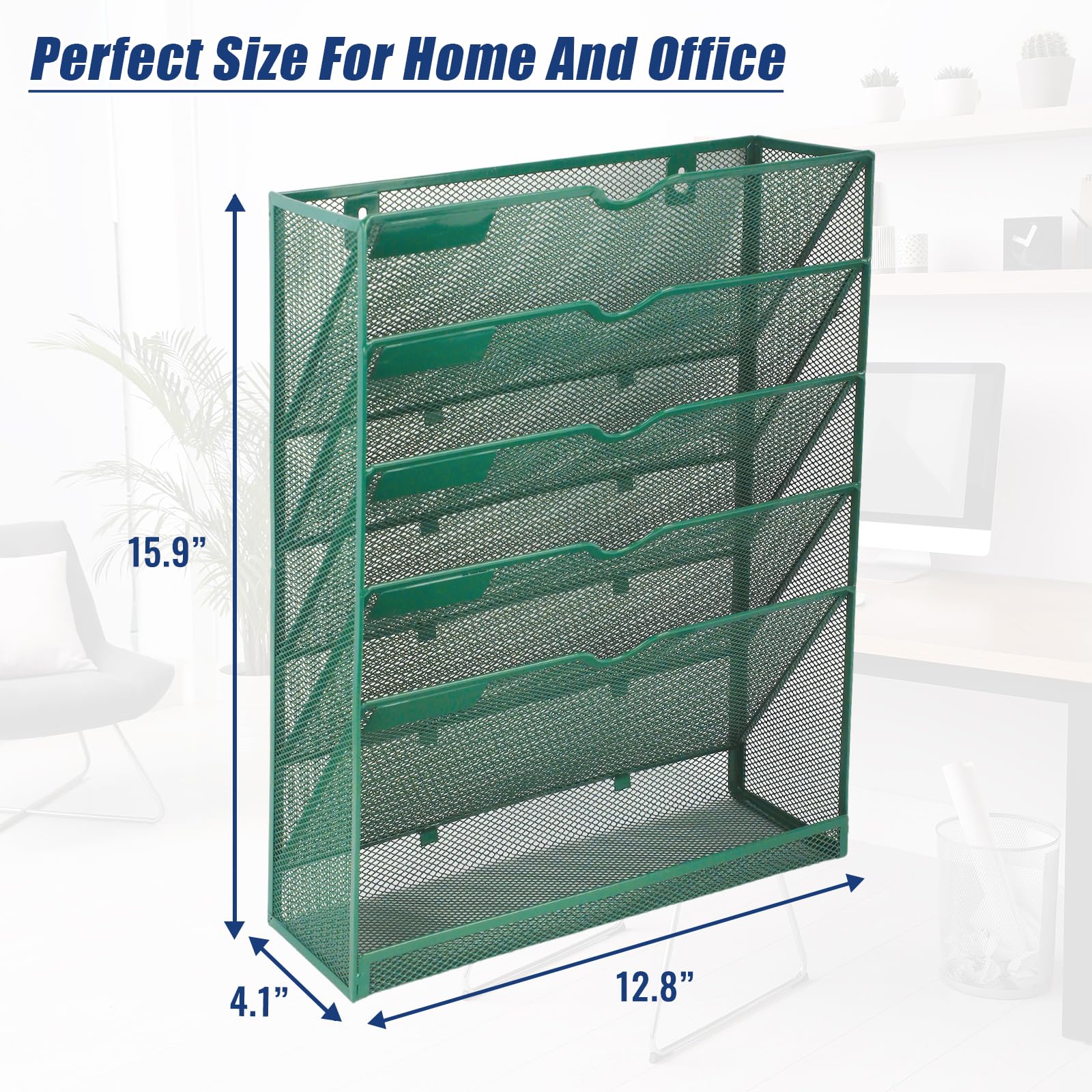EASEPRES 6 Tier Desk File Organizer, Mesh Hanging Wall Mount Document Organization Stand, Desktop
