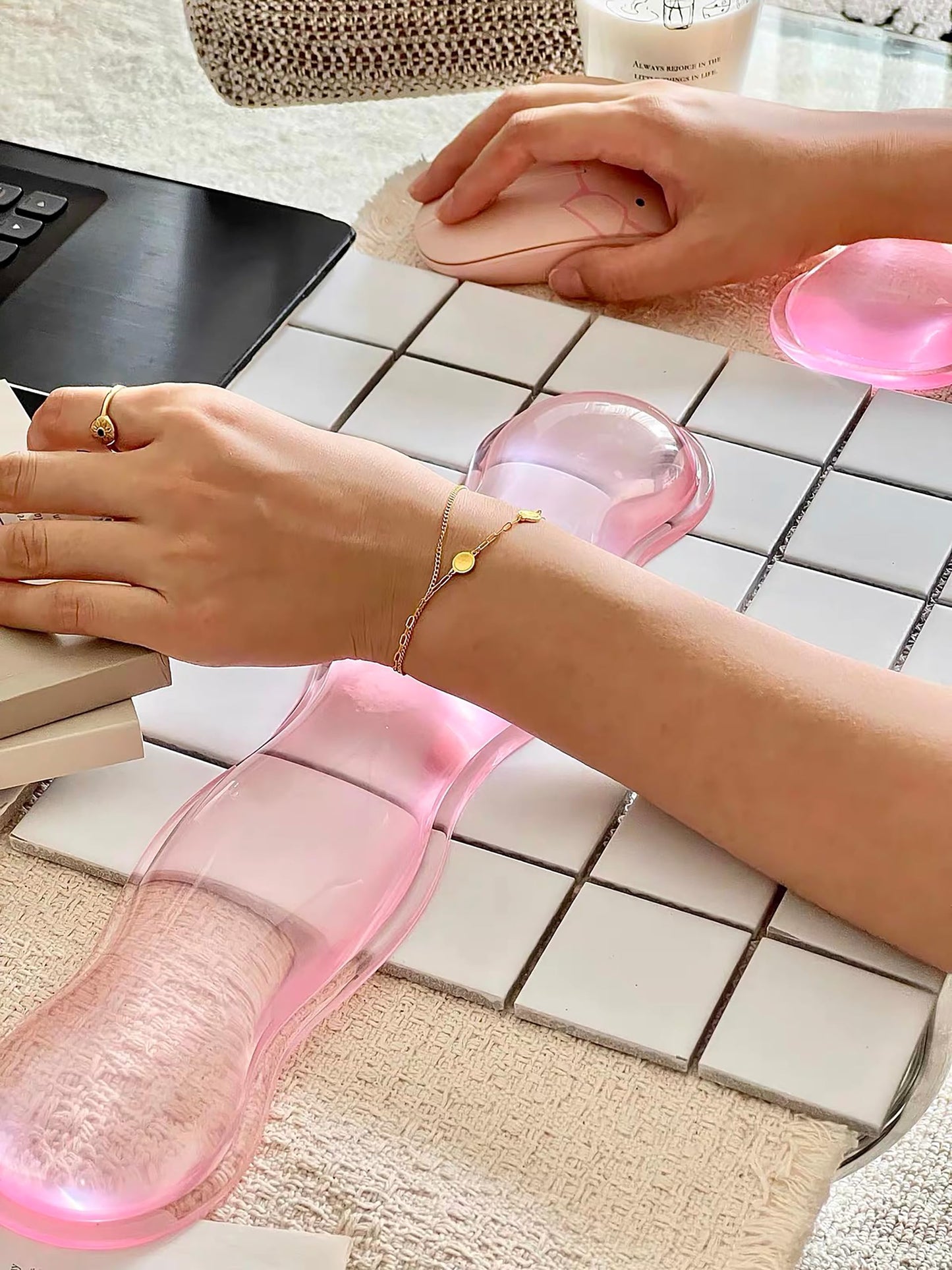Aszqvd Mouse Pad with Wrist Rest, Soft Cloud Gel Keyboard Mouse Pad Set with Hand Wrist Support