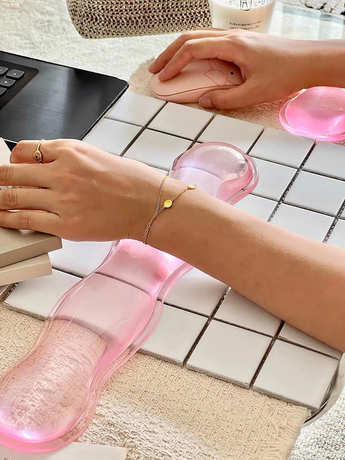 Aszqvd Mouse Pad with Wrist Rest, Soft Cloud Gel Keyboard Mouse Pad Set with Hand Wrist Support