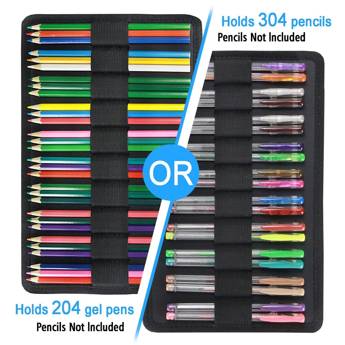 YOUSHARES Color Pencil Case 300 Slots - Oxford Colored Pencil Case with Zipper Holds 300 Colored