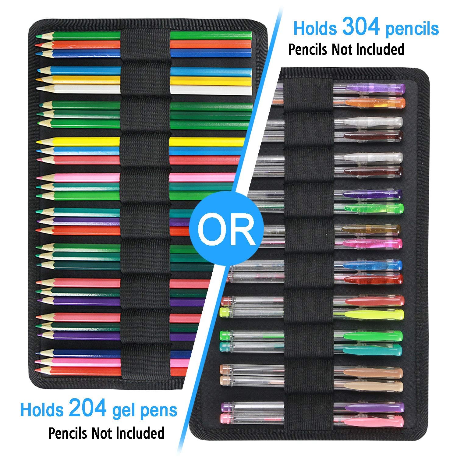 YOUSHARES Color Pencil Case 300 Slots - Oxford Colored Pencil Case with Zipper Holds 300 Colored