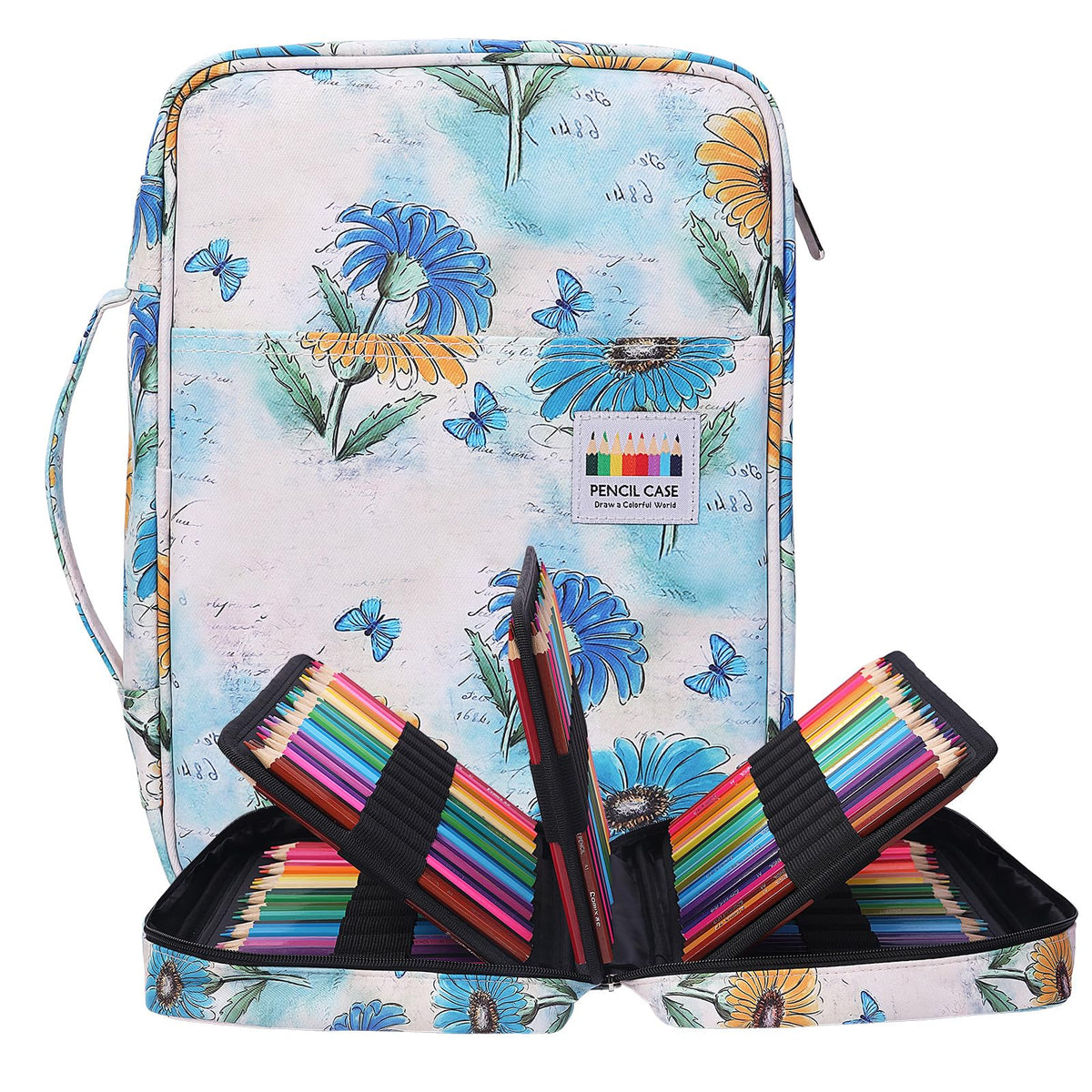 BOMKEE Colored Pencil Case 220 Slots Pencils/Gel Pens Organizer Waterproof Travel Case Zipper