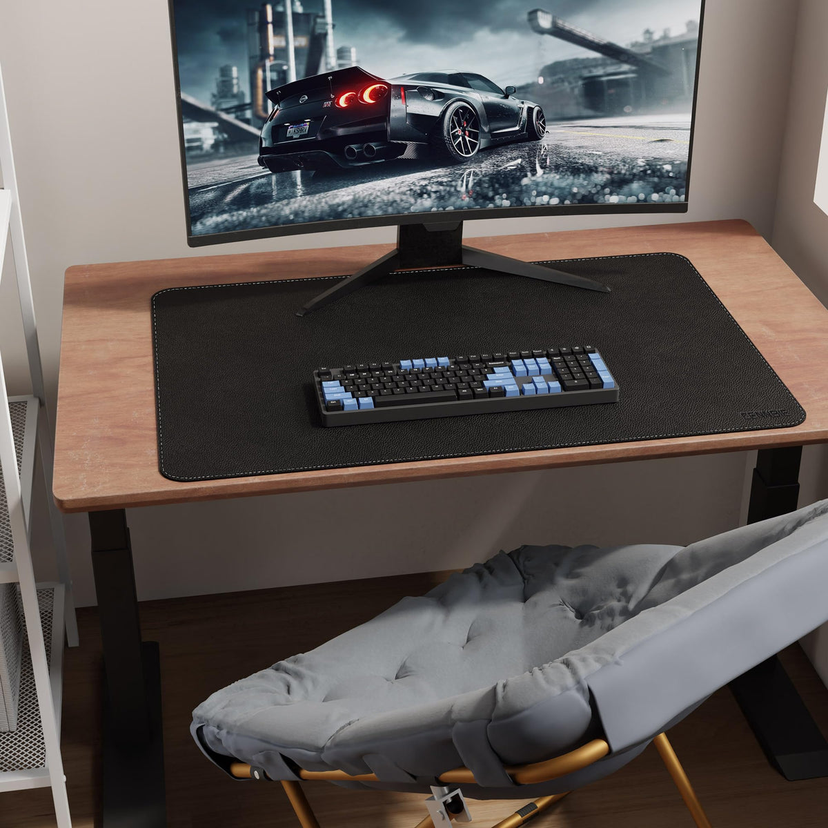 CENNBIE 35.5" x 23.6" Leather Desk Mat,Computer Mouse Pad (Black)