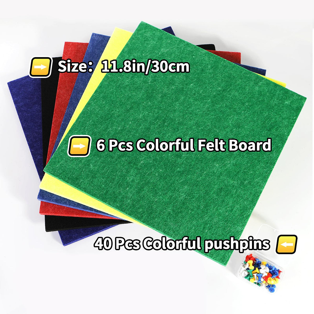 Bulletin Board, 6 Pcs Large Cork Board for Wall 36" x 24", Felt Pin Board Tiles with 40 Pushpins