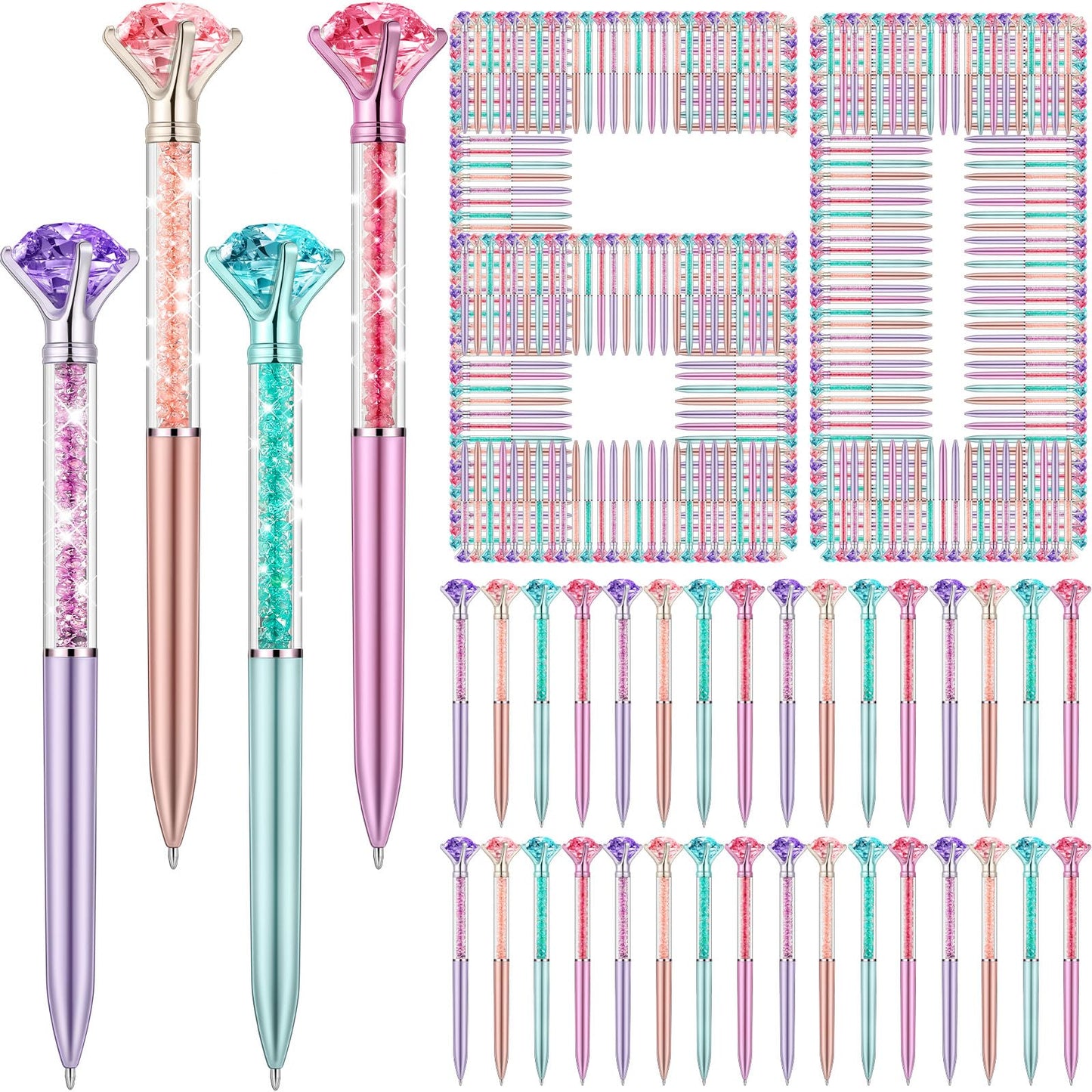 Zhehao 60 Pcs Diamond Pens Bulk Crystal Top, Rhinestone Pens, Classic Color