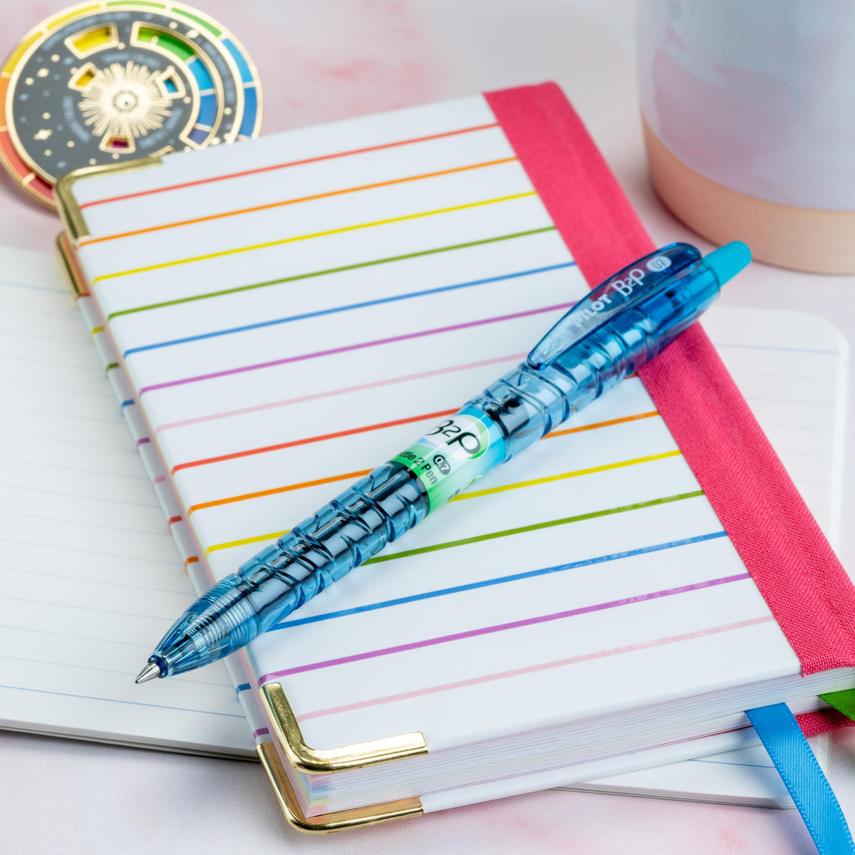 PILOT B2P Colors Gel Pen, Fine Point 0.7mm, Turquoise, 12-Pack