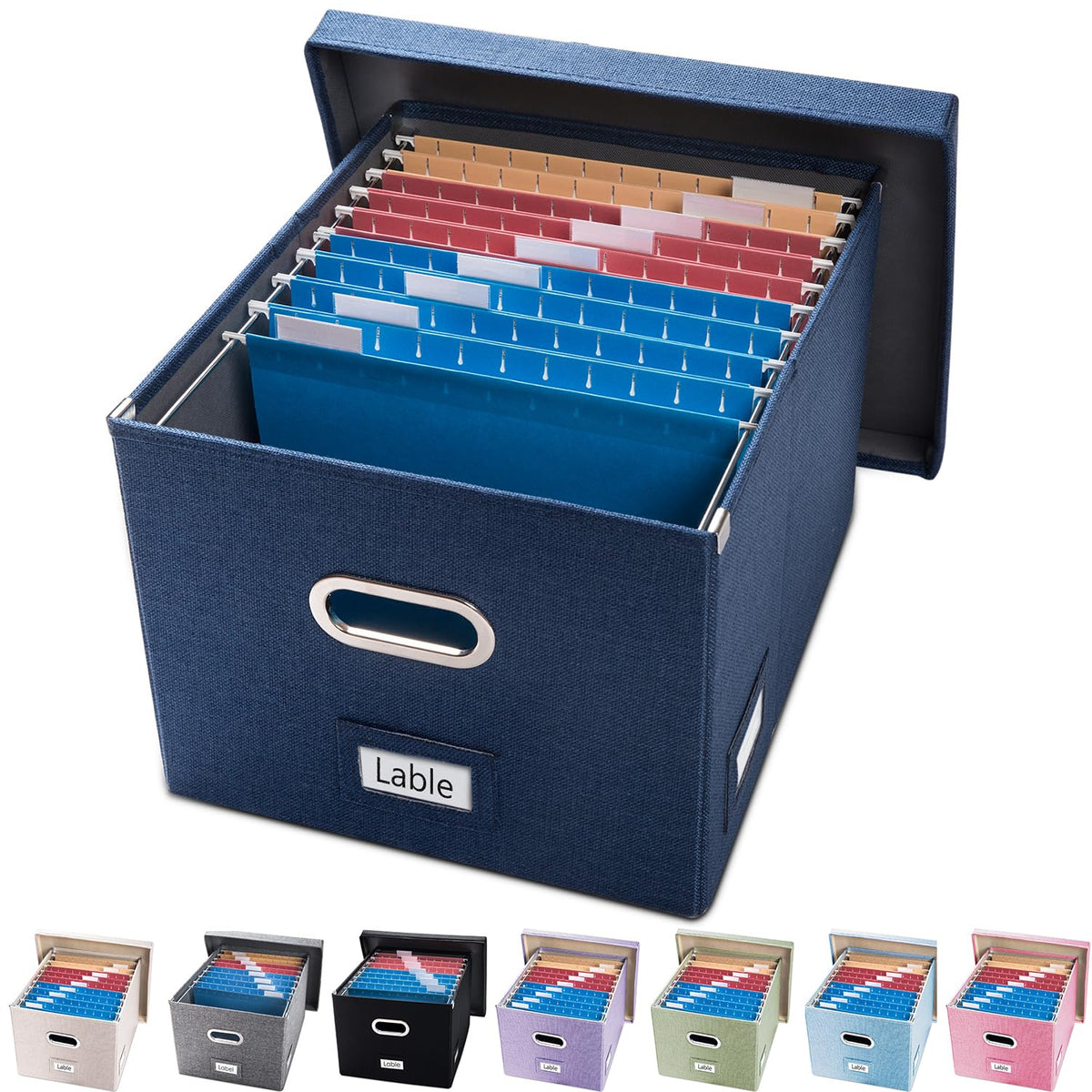 PRANDOM File Organizer Box - Set of 1 Collapsible Decorative Linen Filing Storage Hanging File