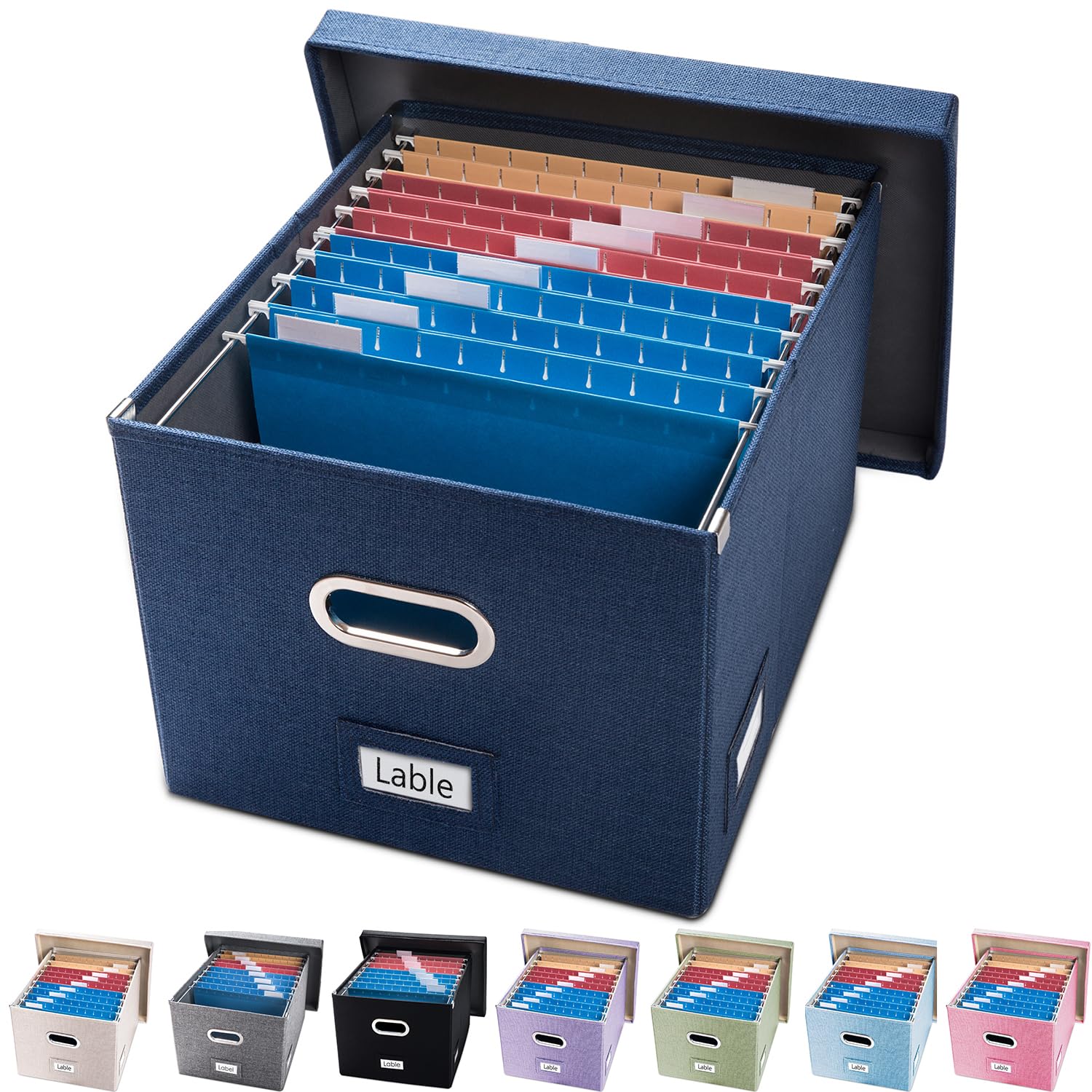 PRANDOM File Organizer Box - Set of 1 Collapsible Decorative Linen Filing Storage Hanging File