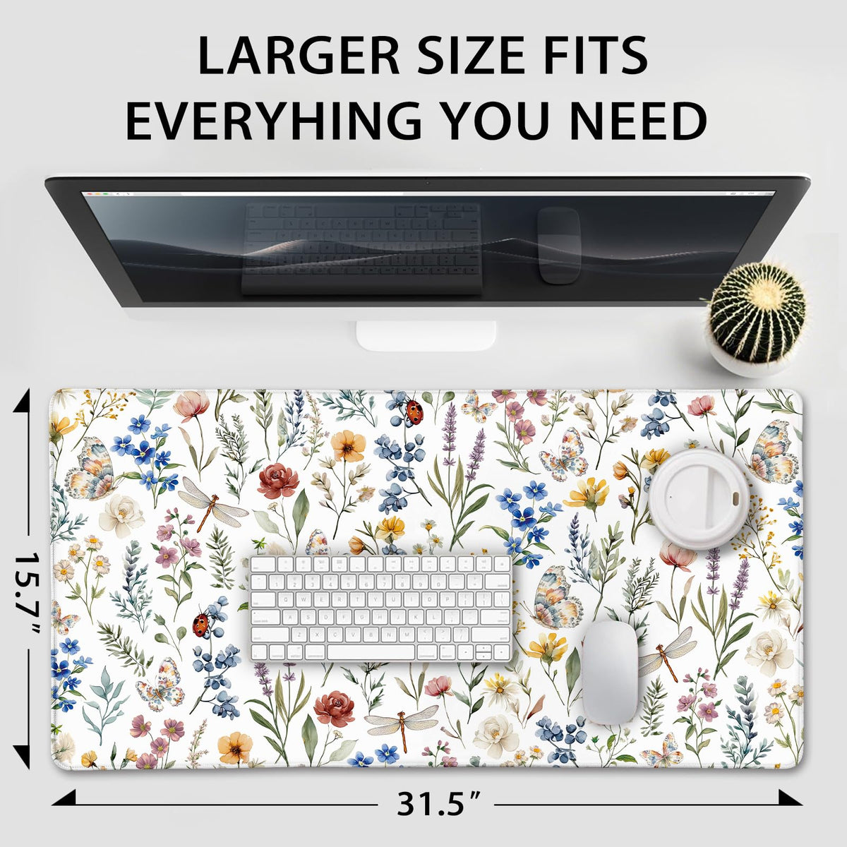 Mcapirivo Large Gaming Mouse Pad Desk Mat 31.5"x15.7" Non-Slip Weeds Floral