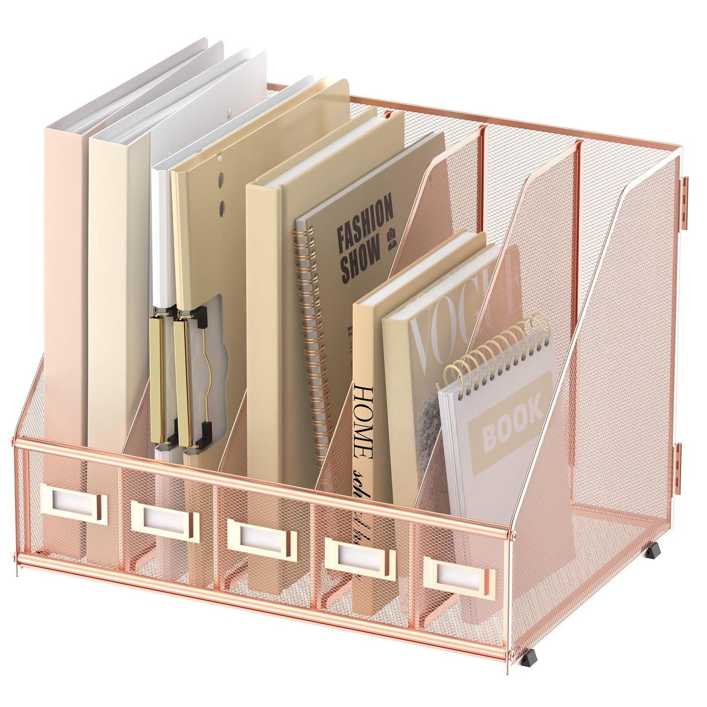 SUPEASY Desk Organizers Metal Desk Magazine File Holder with 5 Vertical Compartments Rack File