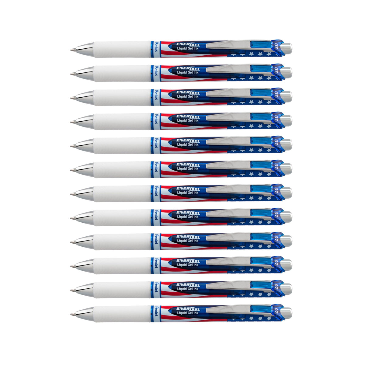 Pentel EnerGel RTX Retractable Liquid Gel Pen, (0.7mm) Medium Line, Metal Tip, Flag Barrel, Black