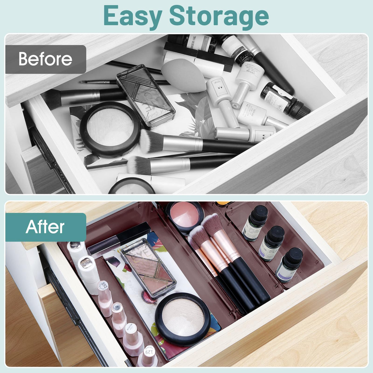 25 PCS Plastic Drawer Organizer Set, Makeup Organizers and Storage Bins