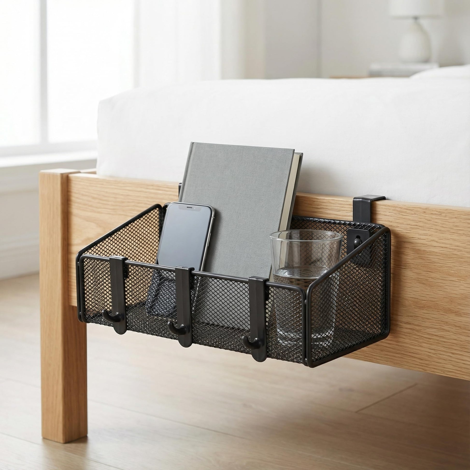 JDYOOMI Bedside Caddy Shelf Hanging Storage Basket for Bunk Bed, Office Cubical Walls, Baby Rails