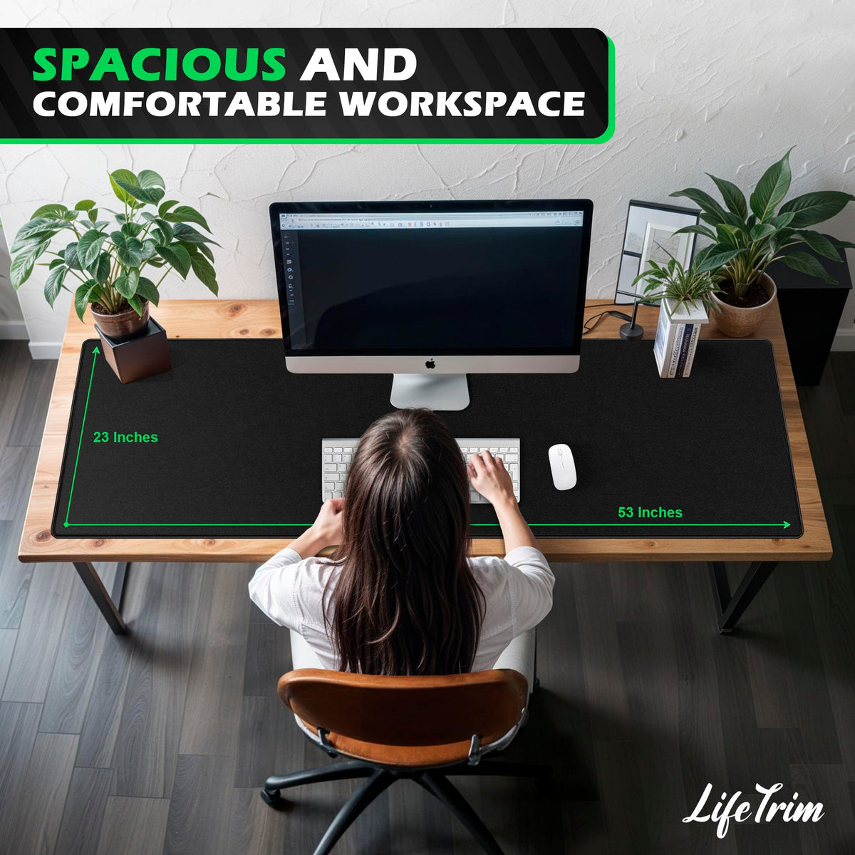 LifeTrim Extra Large Desk Mat 55x23 Inch, 5mm Extra Thick Extended Gaming Mouse Pad Full Desk