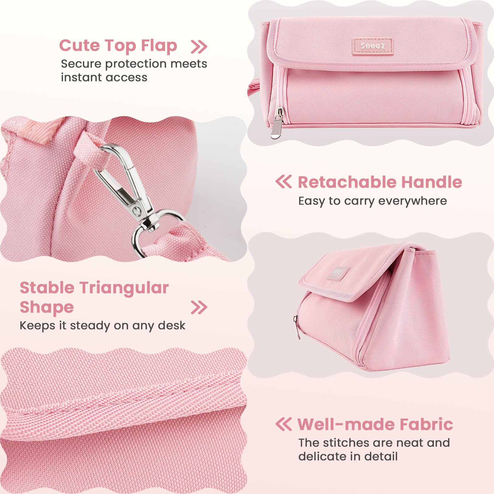 Sooez Super Large Pencil Case, Big Capacity Pencil Bag with 3 Compartments