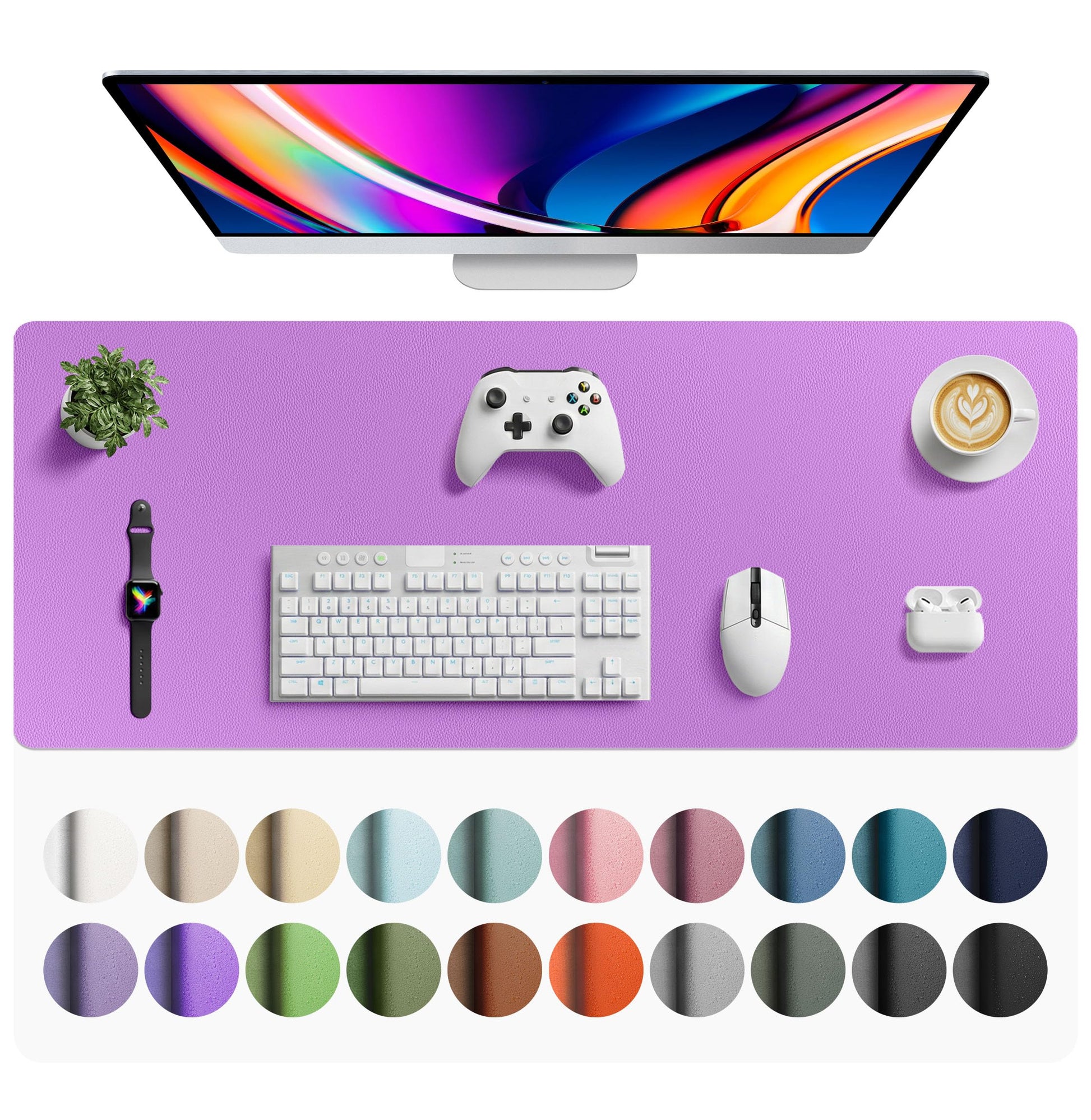 Aothia Faux Leather Desk Mat - Large Mouse Pad, Non-Slip PU Leather Blotter, Waterproof Writing