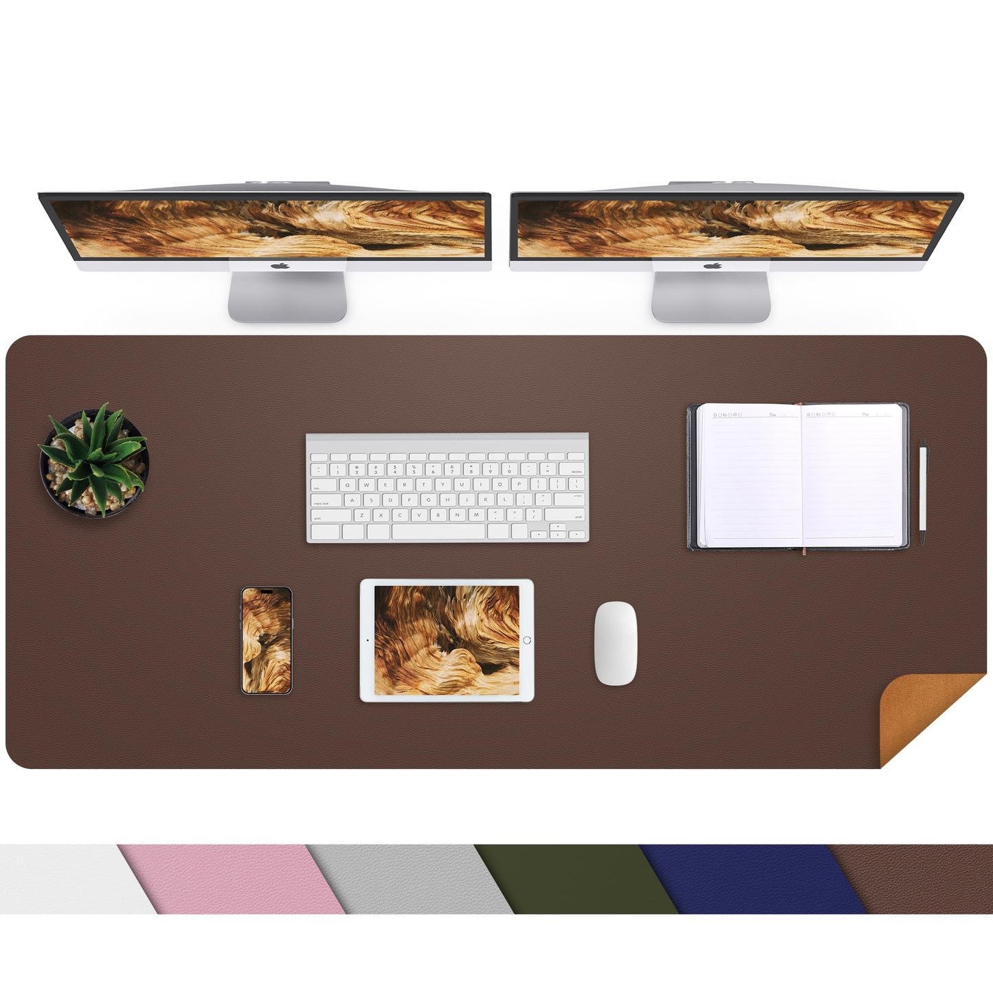 AFIING Cork Desk Mat 47" x 23.6", Dual-Sided Natural Cork & PU Leather Desk Pad, Non-Slip