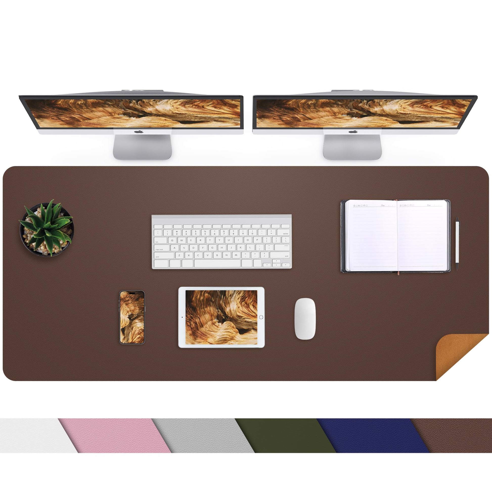 AFIING Cork Desk Mat 47" x 23.6", Dual-Sided Natural Cork & PU Leather Desk Pad, Non-Slip
