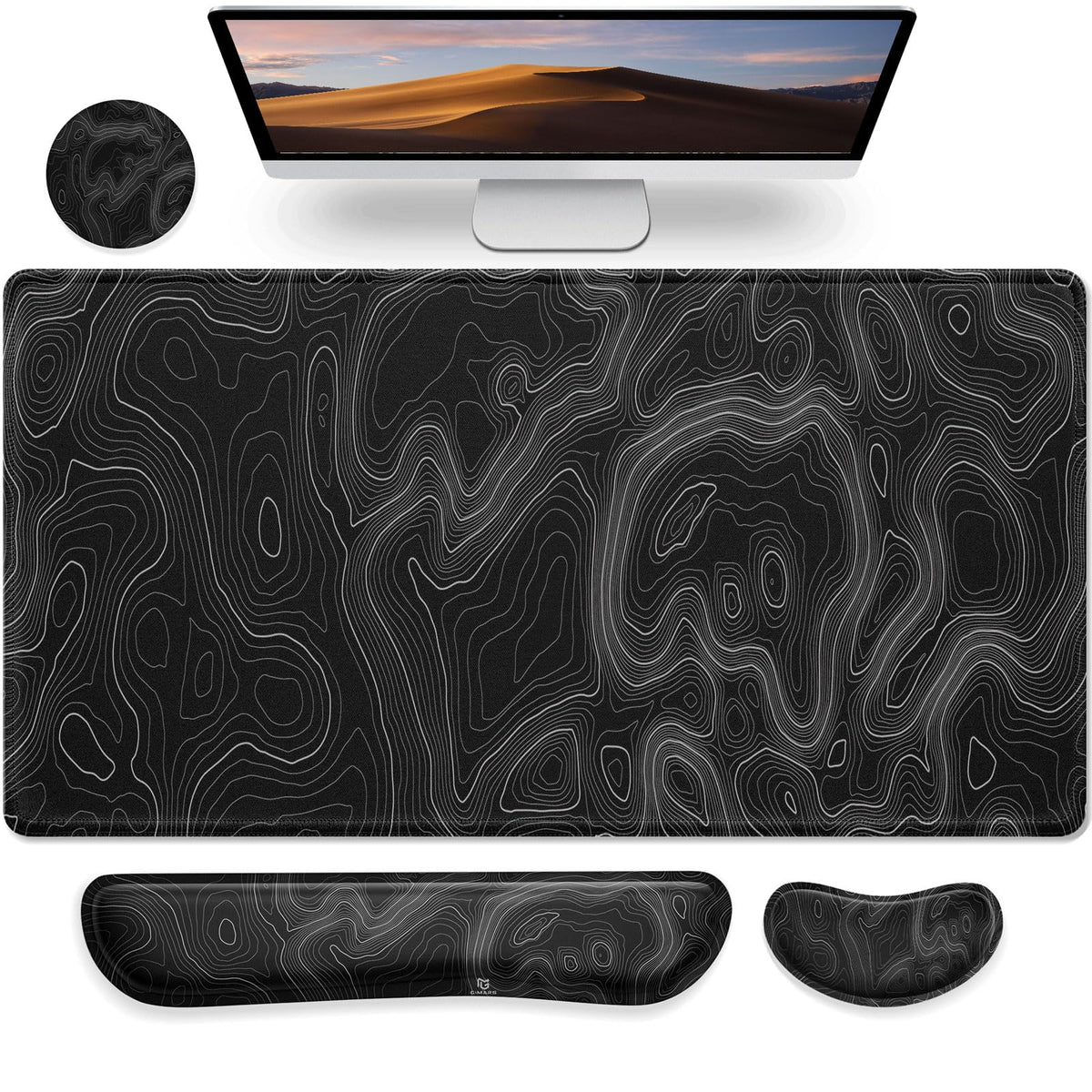 Gimars 4 in 1 Mouse Pad and Keyboard Wrist Rest Set, Large Mouse Pad with Memory Foam Wrist Support