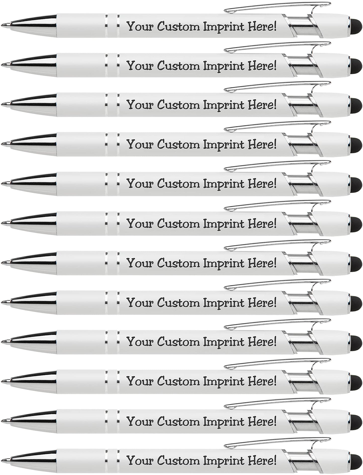 ExpressDesigns™ - Premium Custom Pens with Stylus | Beautiful White | Personalized Soft-Touch Metal