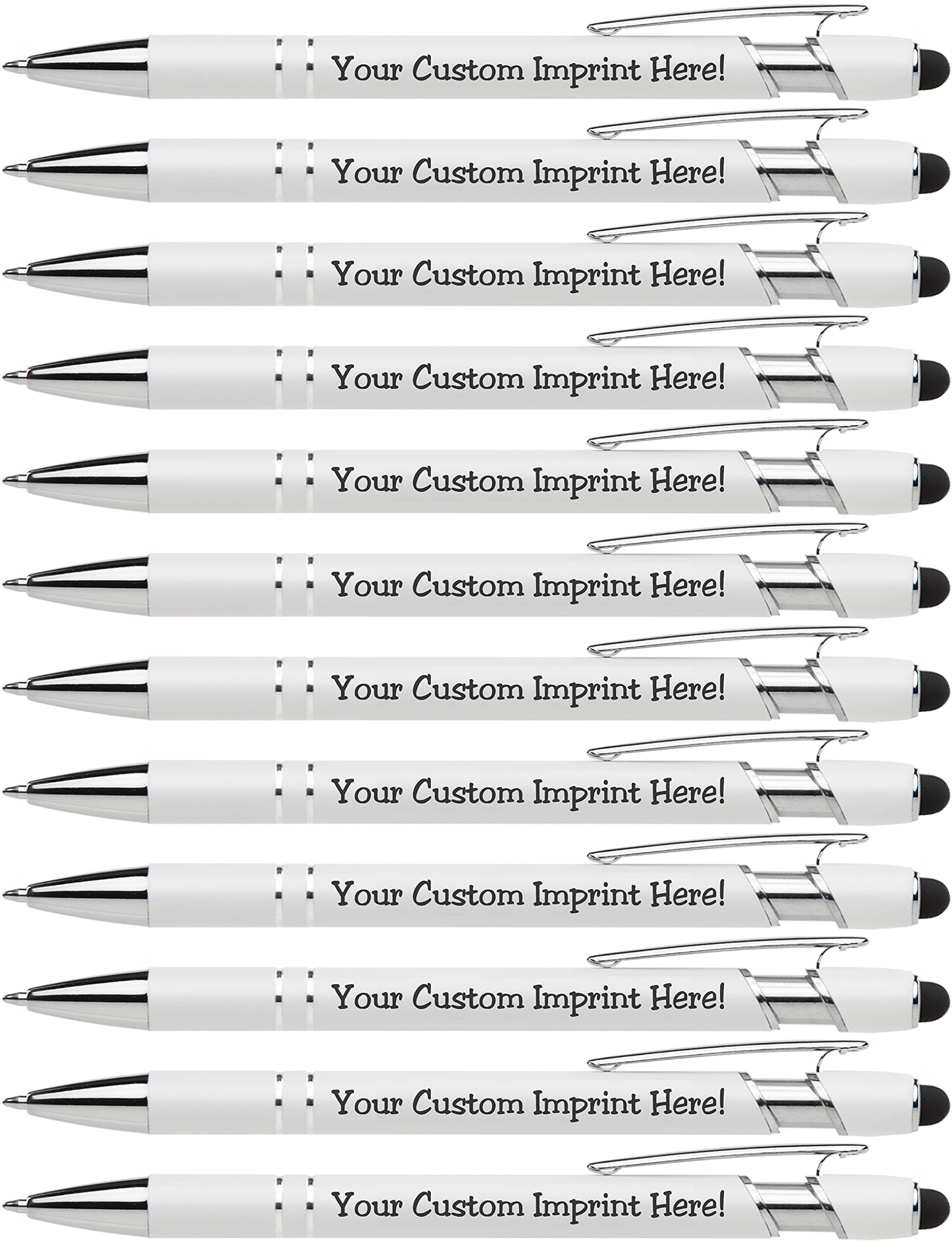 ExpressDesigns™ - Premium Custom Pens with Stylus | Beautiful White | Personalized Soft-Touch Metal