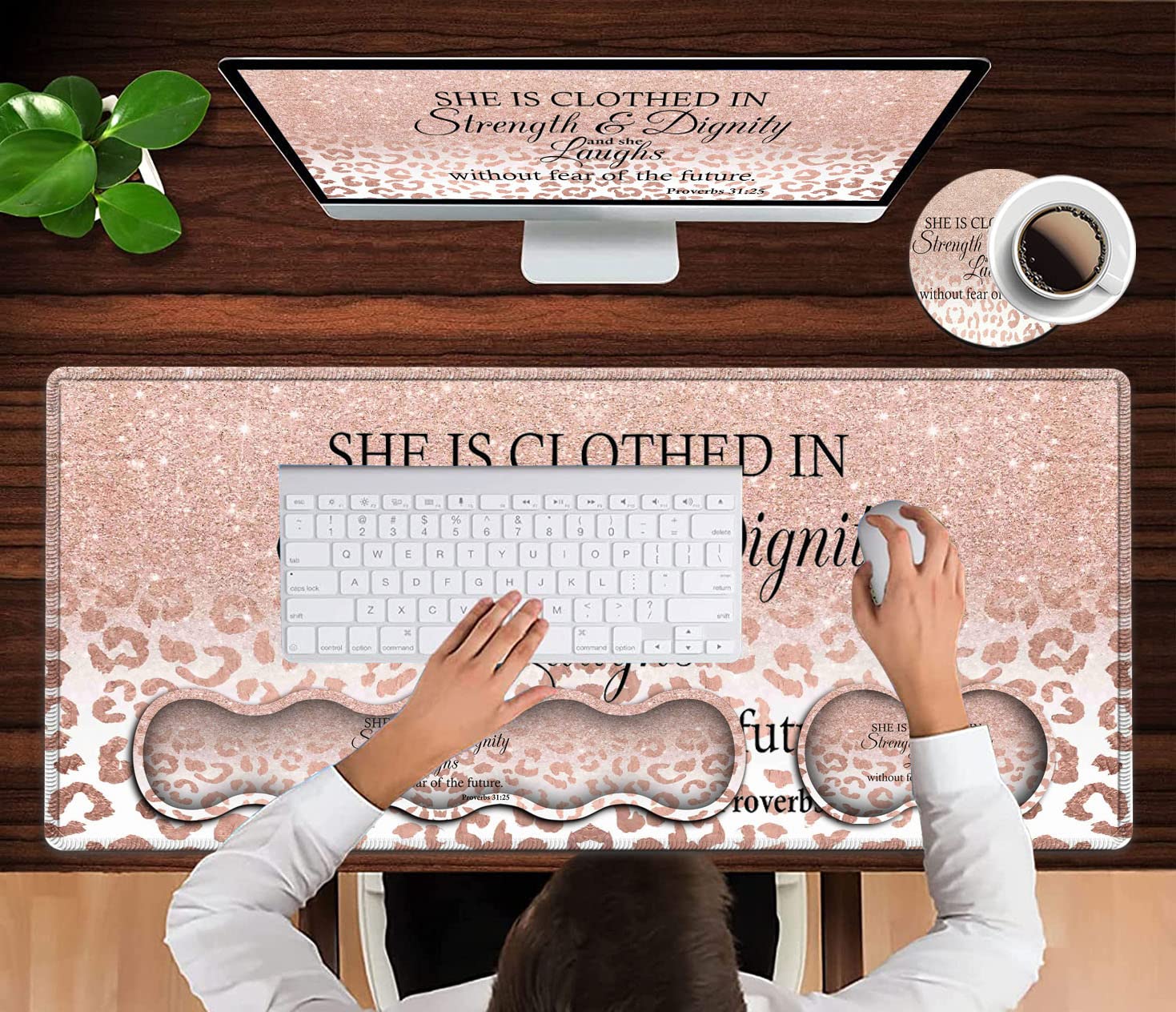Large Mouse Pad, Office Desk Pad,Laptop Desk Table Protector Writing Mat, Ergonomic Extended Pink