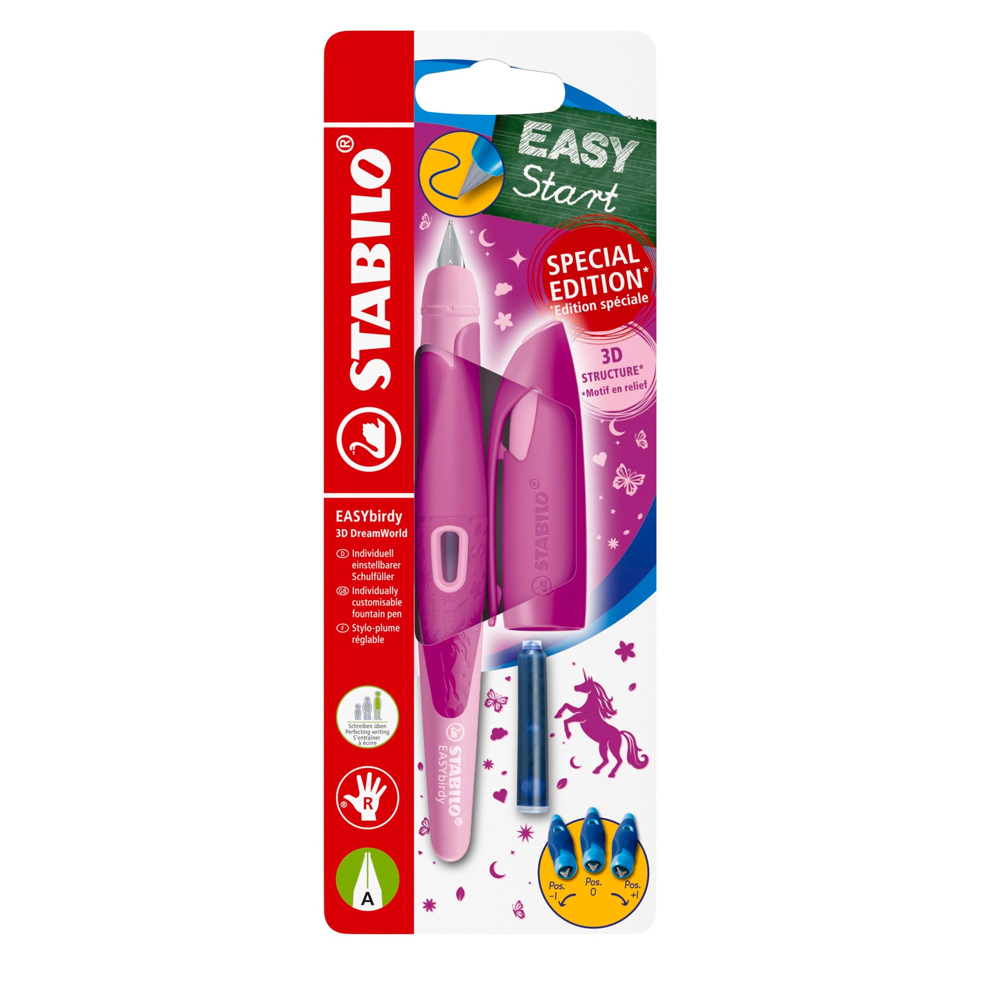 STABILO - EASYbirdy 3D DreamWorld Special Edition Fountain Pen Ergonomic for Right-Handed Users