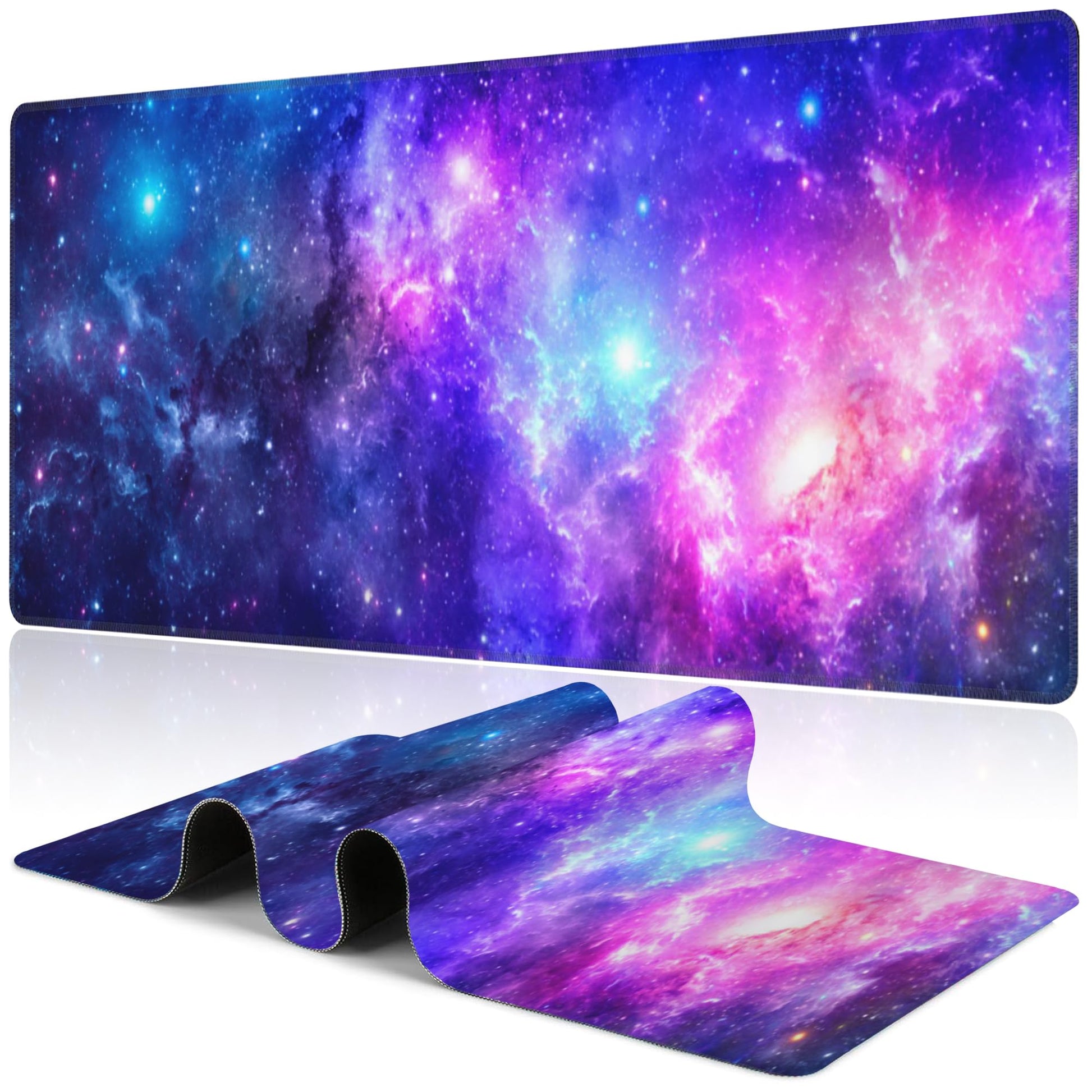 NIYLYNSYN Deep Universe Space and Stars Desk Mat,Large Galaxy Space Gaming Keyboard Mouse