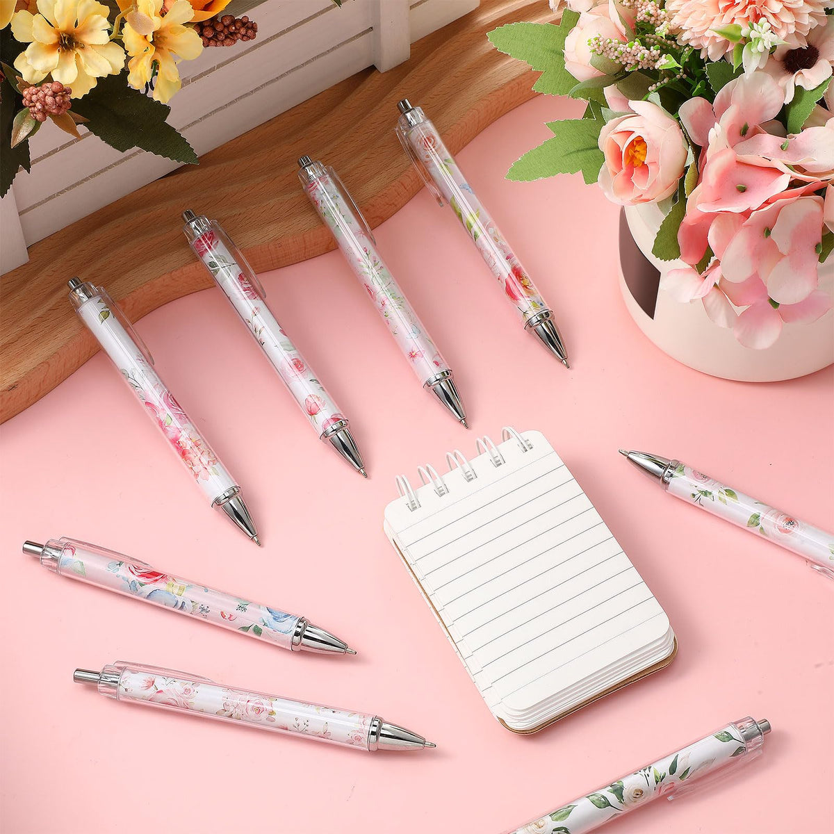 Cholemy 48 Pcs Flower Pens Bulk Spring Floral Ballpoint Pens