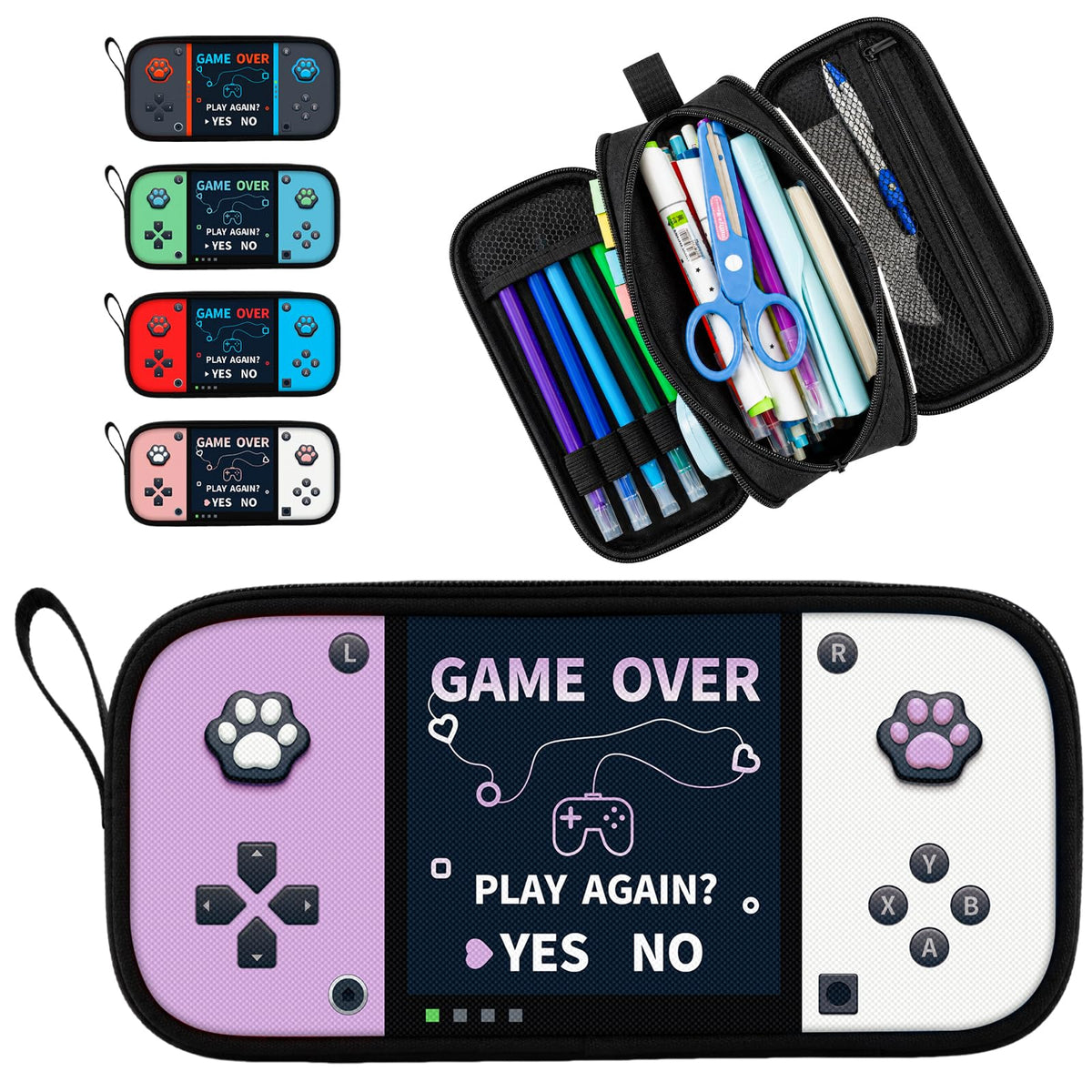 Easozoom Game Controller Pencil Case for Boys Kids Teens, Large Capacity Pencil Pouch with 3