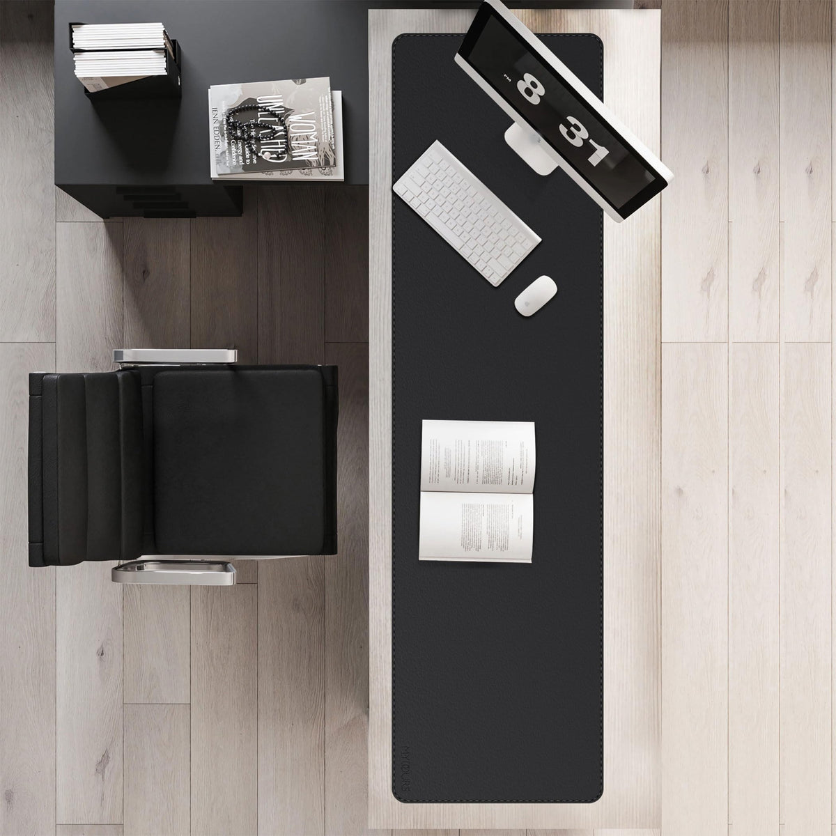Mydours 59" x 15.7" Oversized PU Leather Desk Mat, Gaming Mouse Pad, Black