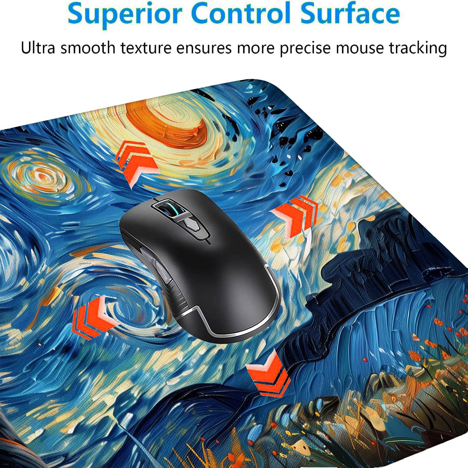 Starry Sky Black Cat Gaming Mouse Pad Starry Night Cute Cartoon Extended Gaming Mouse Pad Mat with