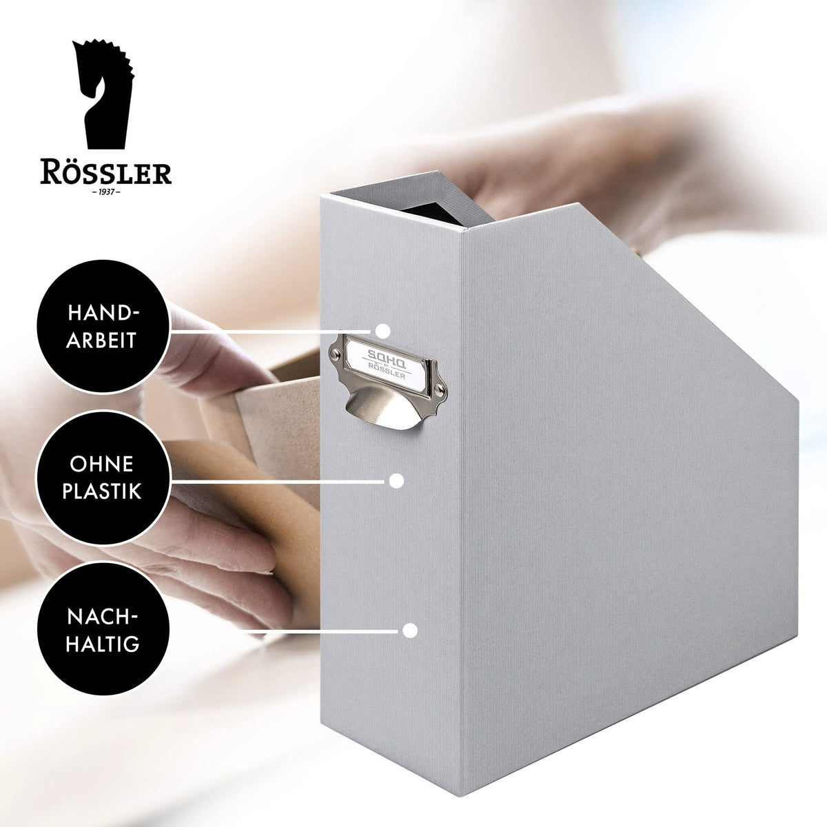 Rössler SOHO 115mm A4 Magazine Box with Handle and Index Holder - Stone