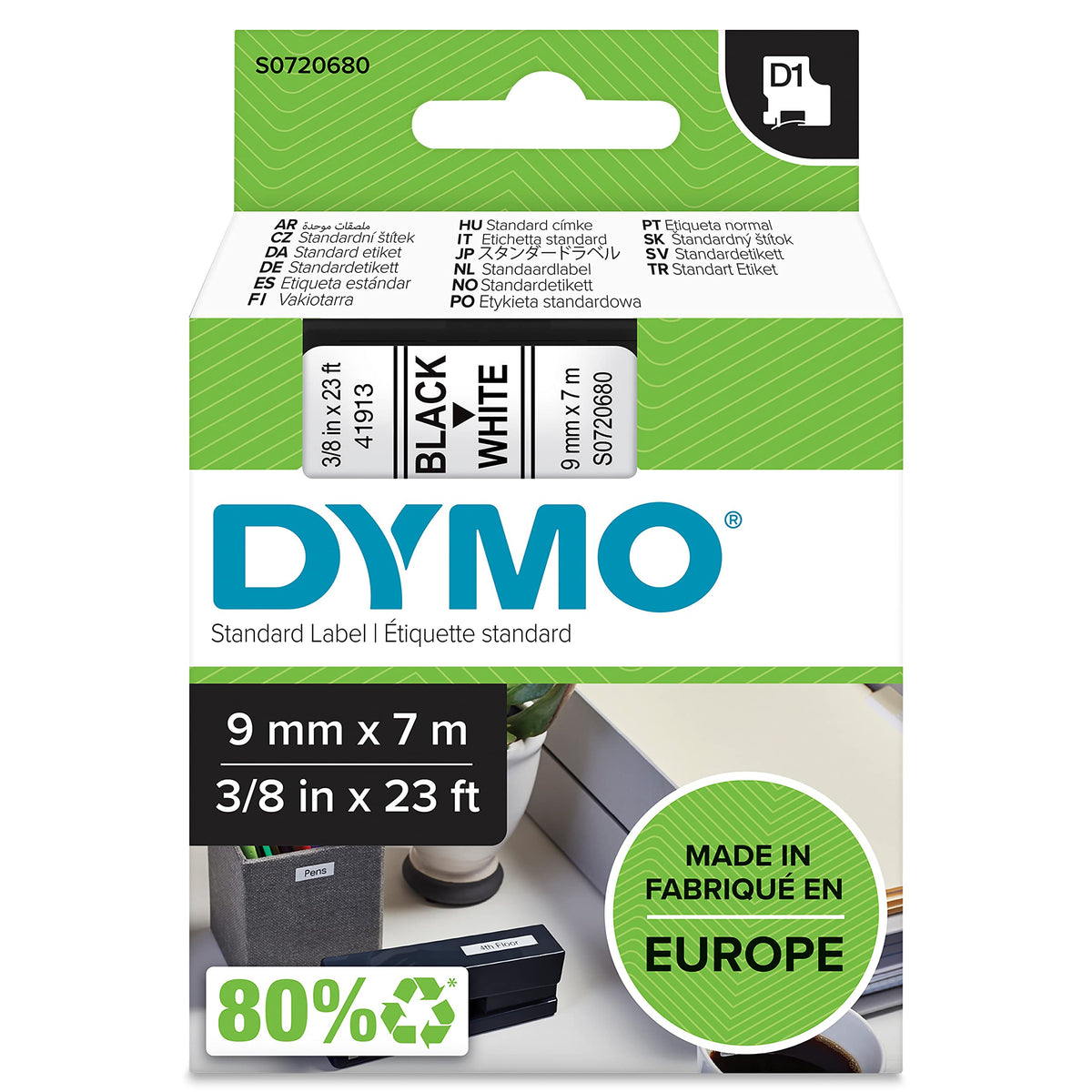DYMO Authentic D1 Labels | Black Print on White Tape | 9 mm x 7 m | Self-Adhesive Labels for