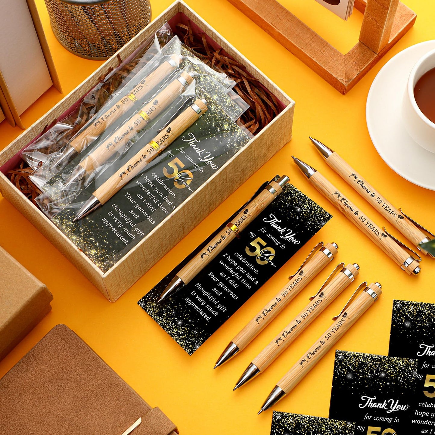 Sayglossy 50 Sets 50th Birthday Party Favors with Pens Andthank You Cards