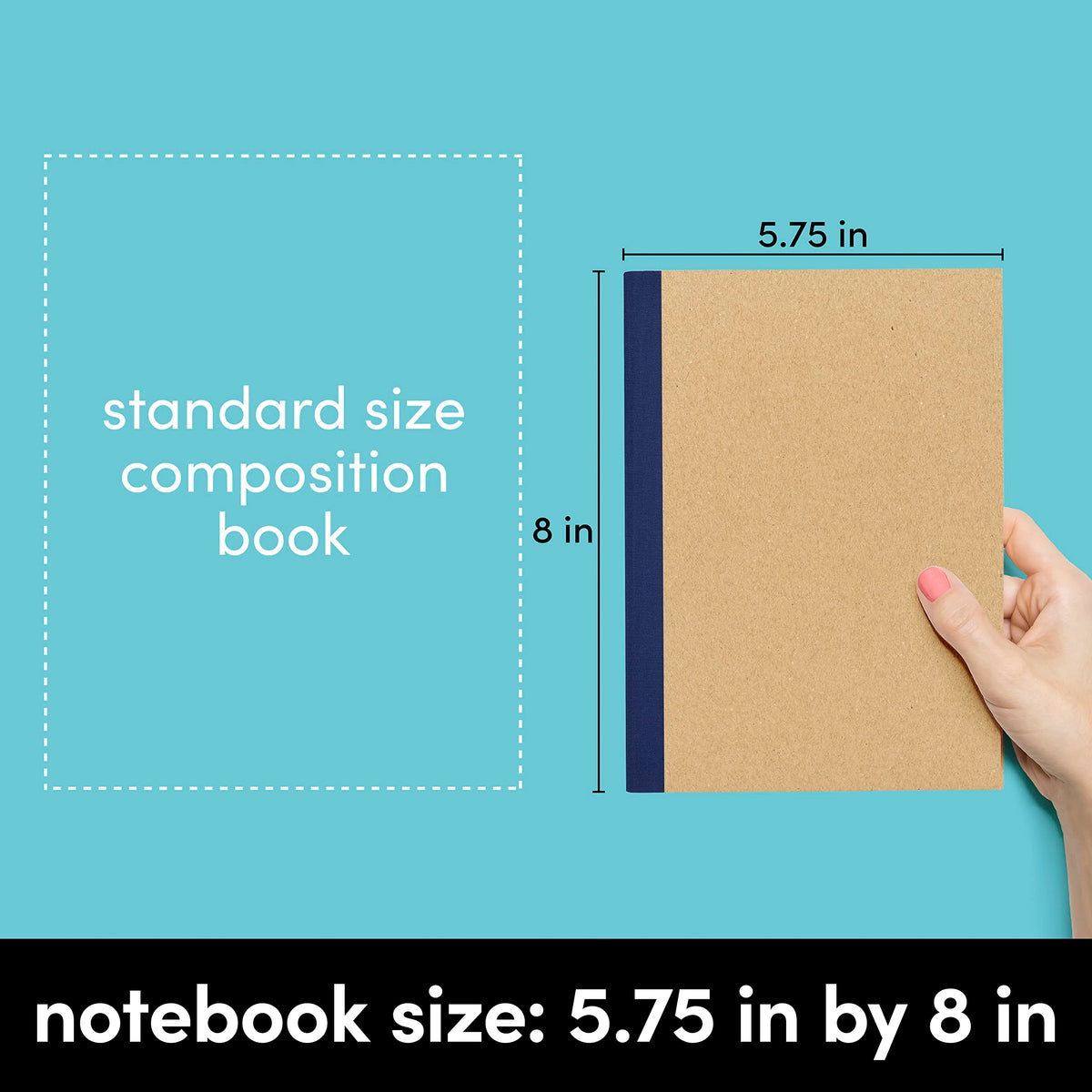 PAPERAGE 12-Pack Composition Notebook Journals, 120 Pages, Kraft Cover with Jewel Tone Spines