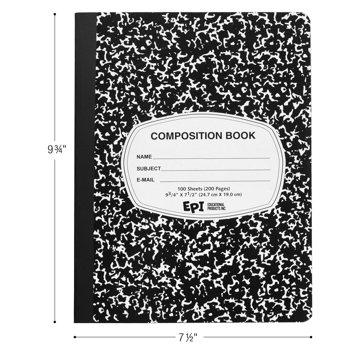 12 Pack - EPI Marble Hardcover Wide Ruled Composition Notebook | 200 Pages (100 Sheets), 9.75 x 7.5