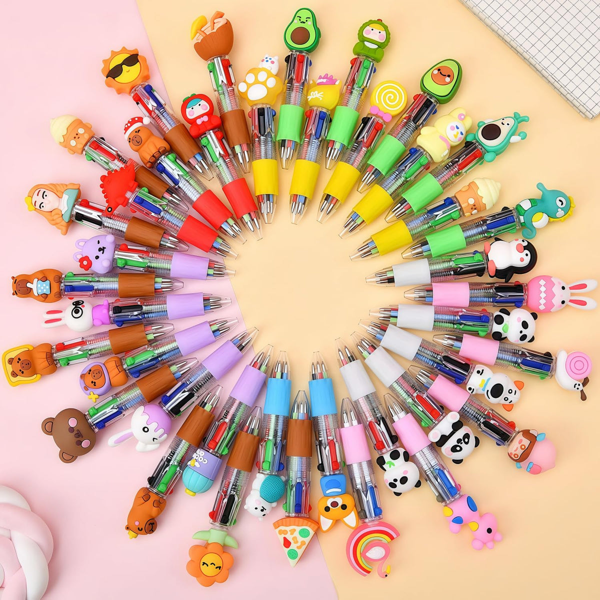 Oneshow 60 Pack Mini 4-in-1 Multicolor Ballpoint Pens, Teacher Reward Pens