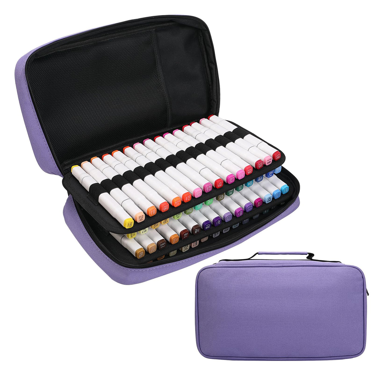 BOMKEE Large Marker Organizer - 60 Slot Case with Carrying Handle