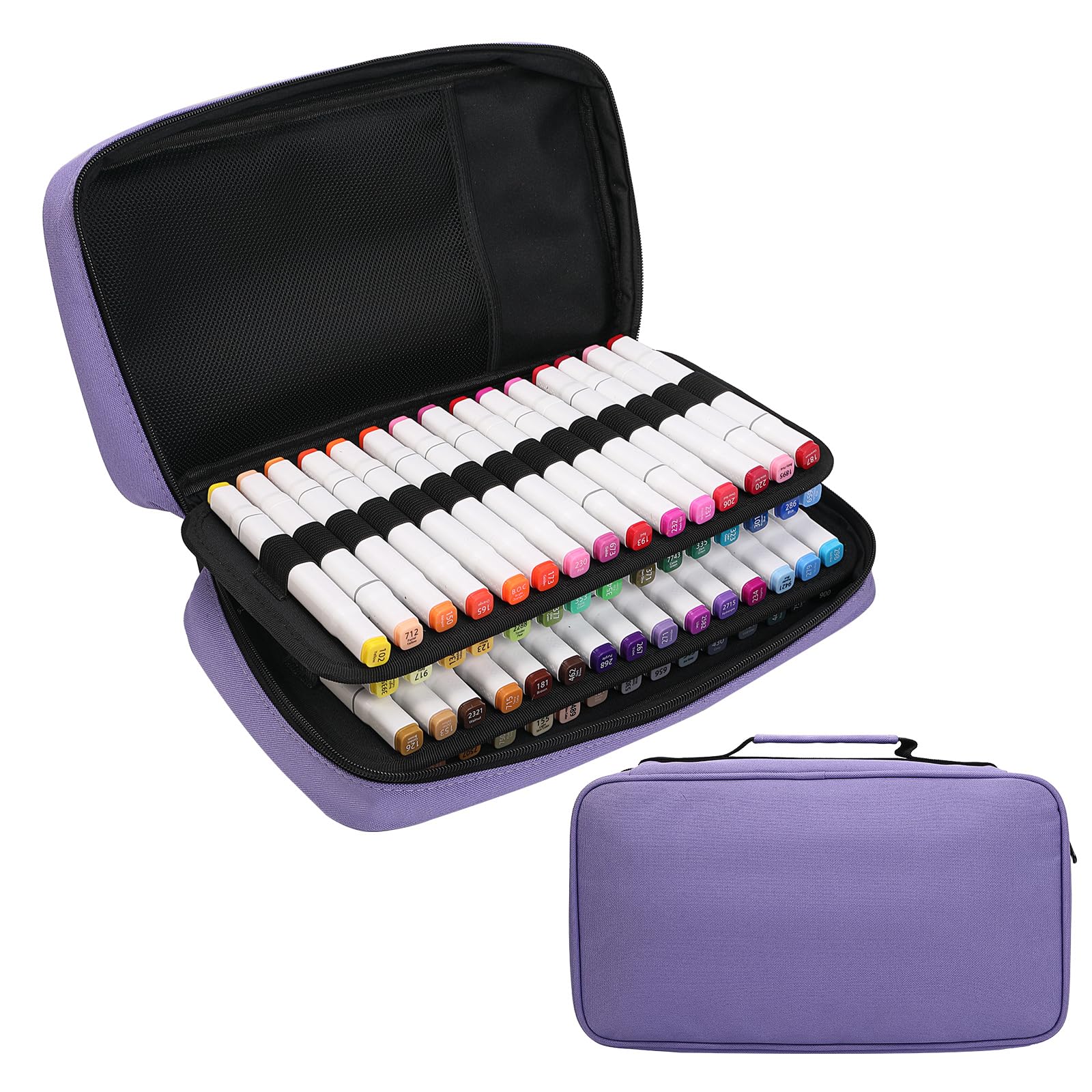 BOMKEE Large Marker Organizer - 60 Slot Case with Carrying Handle
