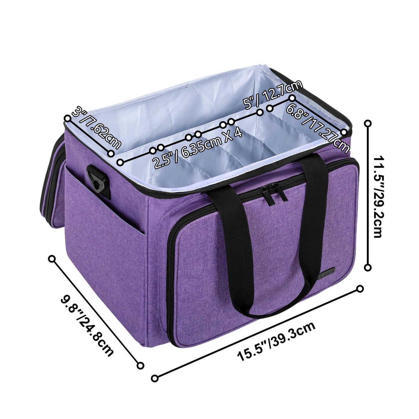 Teamoy Crochet Bag, Knitting Bag Yarn Storage Tote, Yarn Organizer, Purple