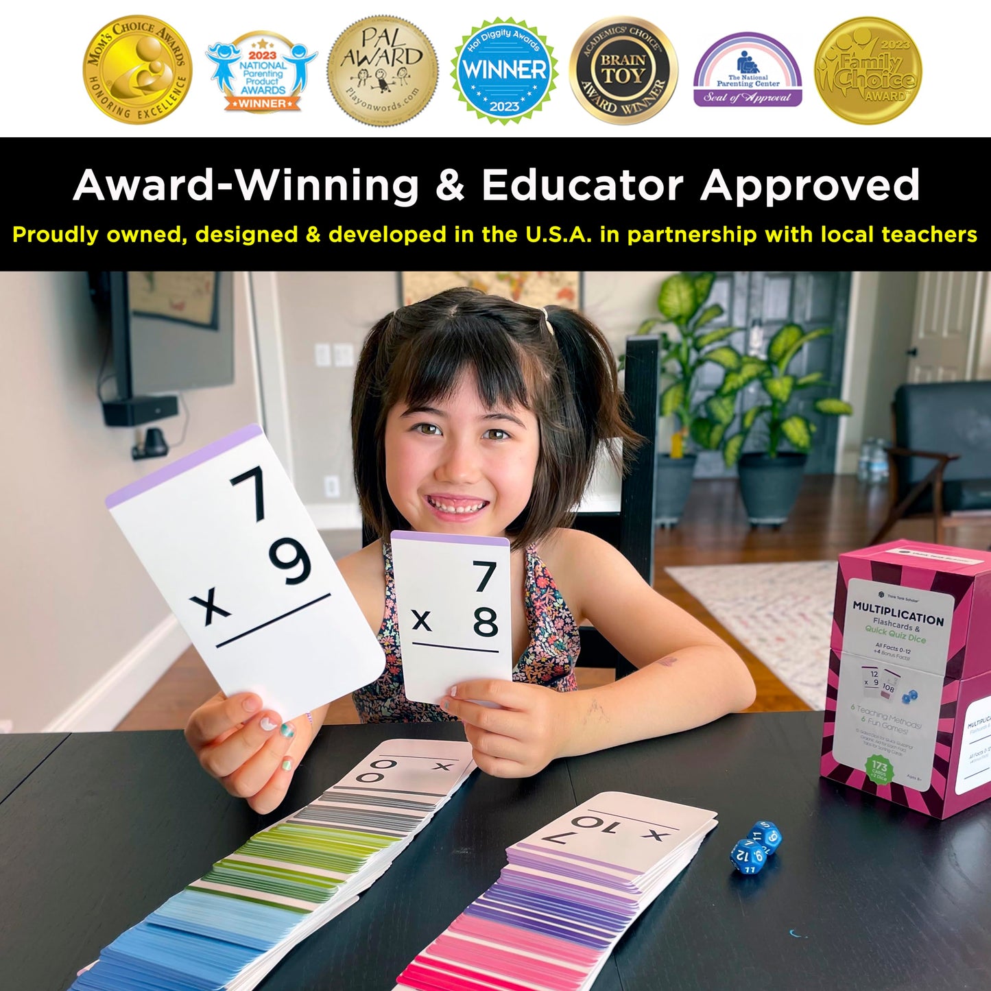 Award-Winning Multiplication Flash Cards – 173 Jumbo Cards (3.1” x 5.2”), All Facts 0–12 – 1 Fact &