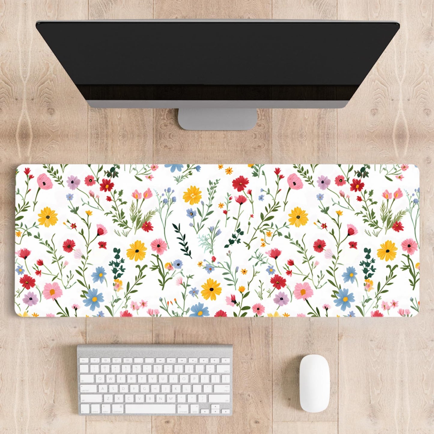 Stanoha Cute Desk Mat for Keyboard Desktop Extra Large Mouse Pad, White