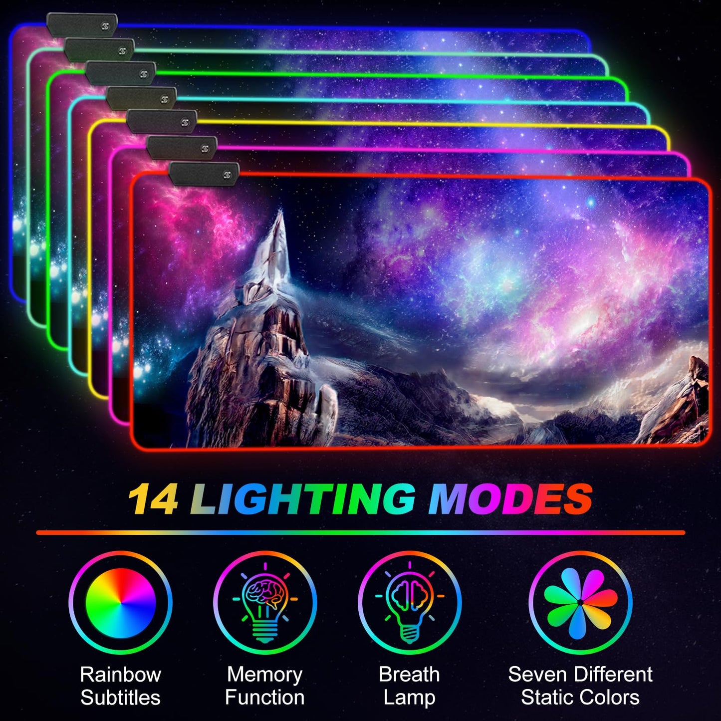 ARTSO RGB Gaming Mouse Pad, Large Extended Soft Led Mouse Pad with 14 Lighting Modes 2 Brightness