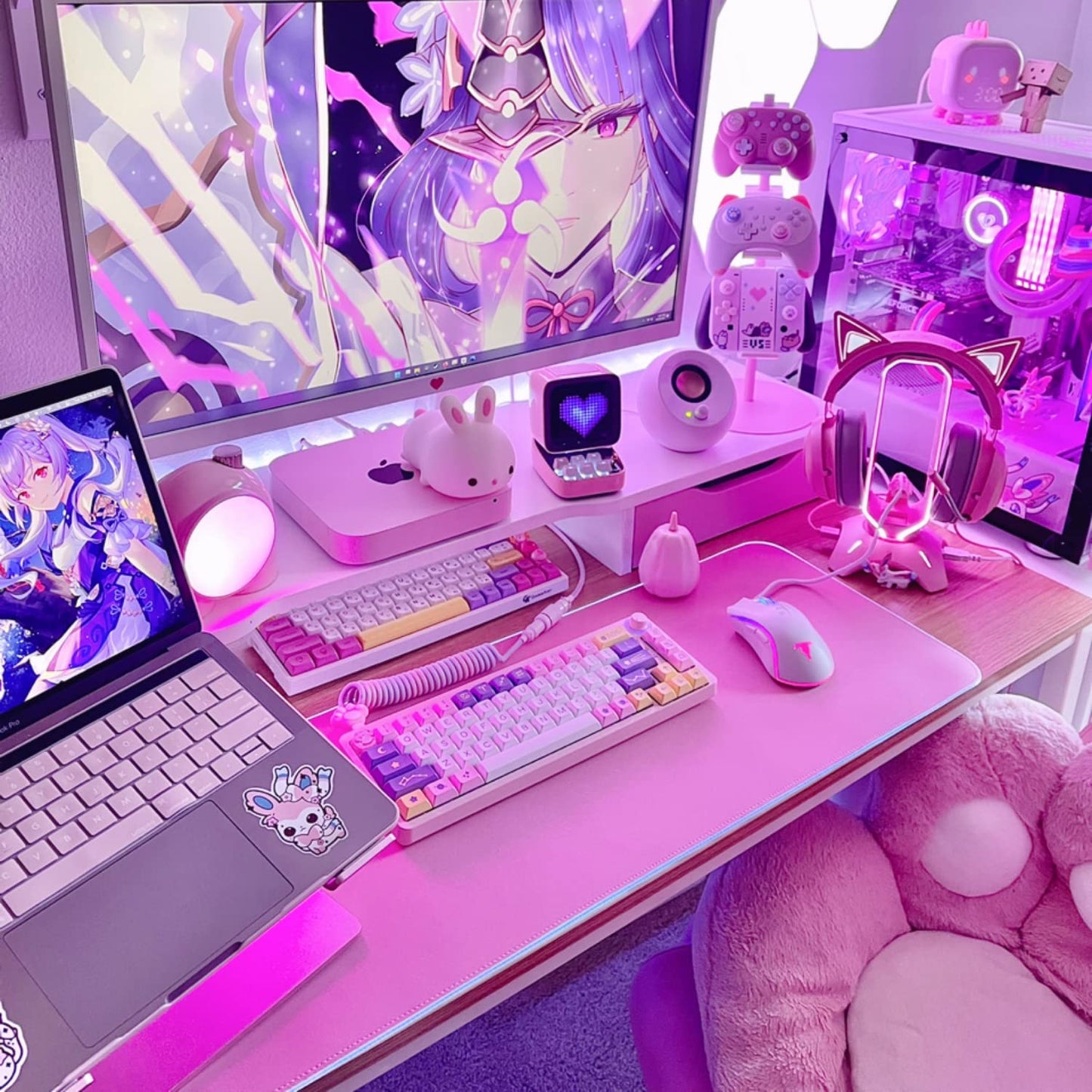 Tilted Nation Pink Mouse Pad | RGB Gaming Mouse Pad Pink (Create Your Dream Setup) Large LED