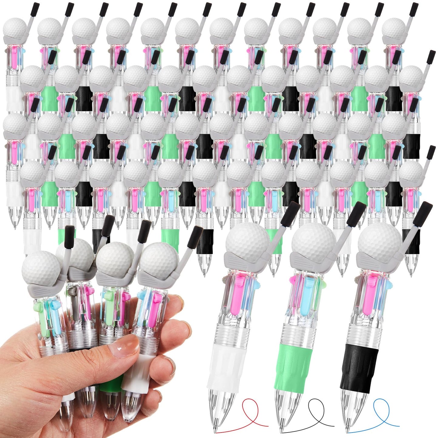 Kosiz 48 Pack Golf Party Favors Multicolor 4 in 1 0.5mm Ballpoint Pen