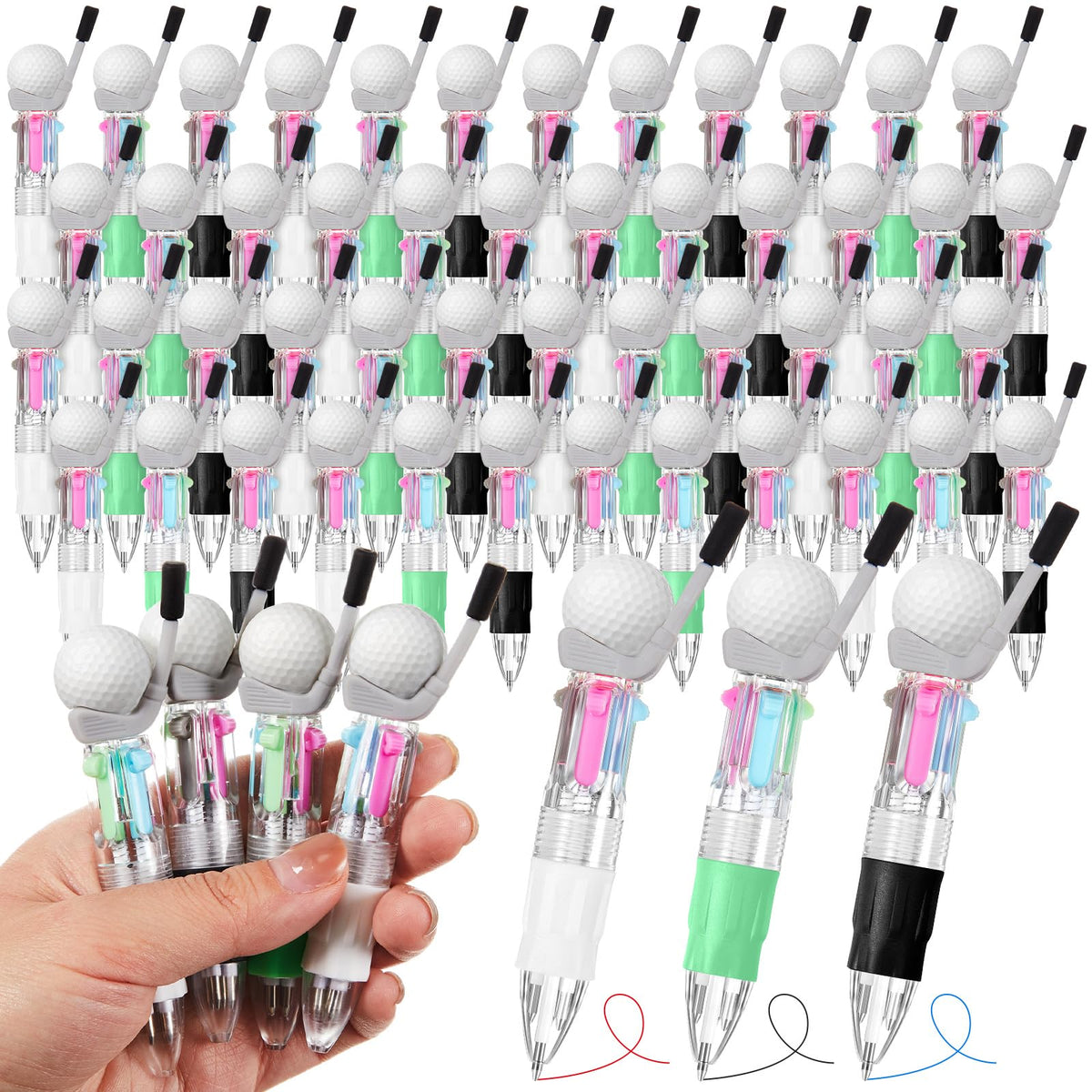 Kosiz 48 Pack Golf Party Favors Multicolor 4 in 1 0.5mm Ballpoint Pen